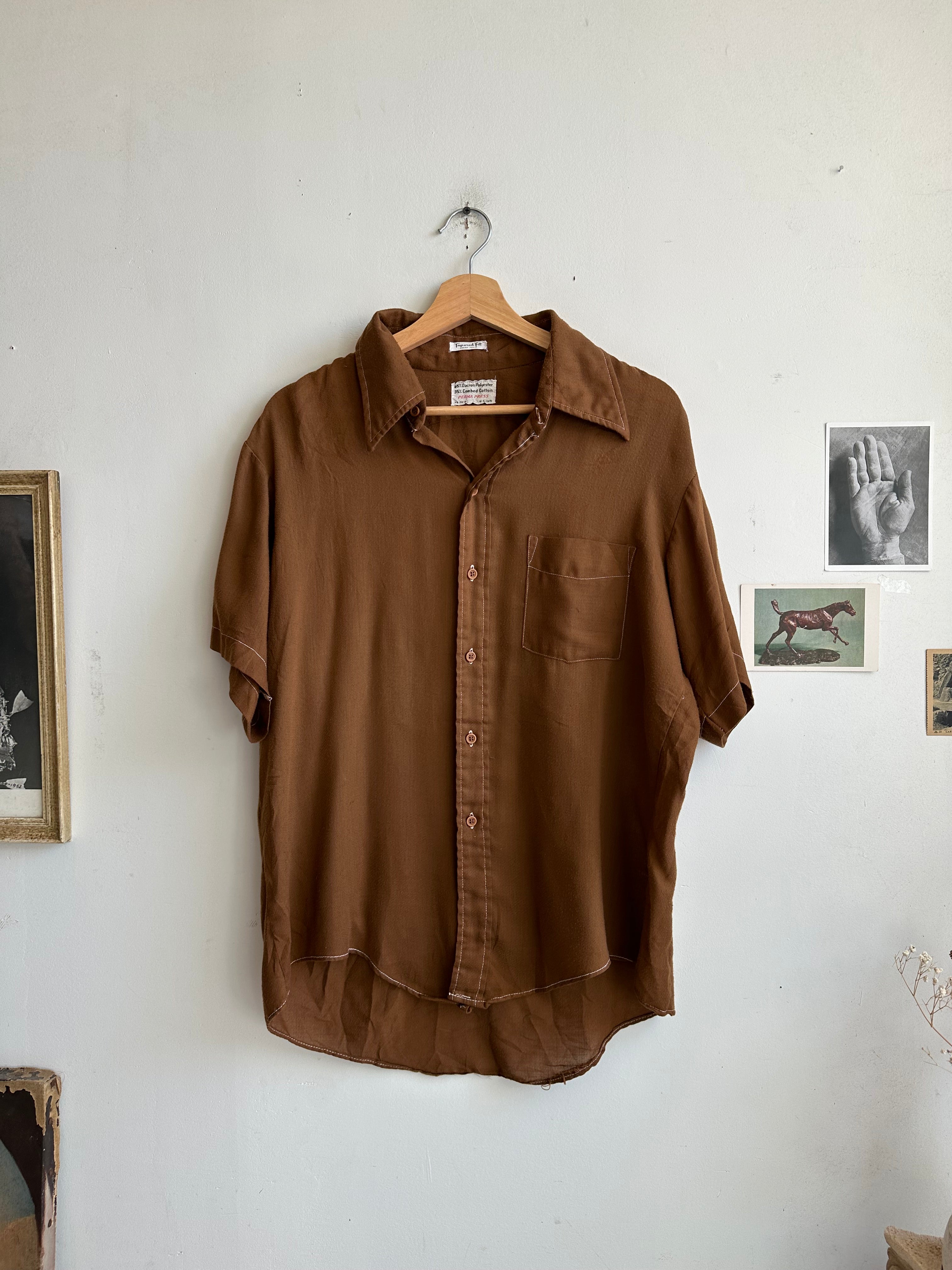 1970s Brown Button Down (M/L)