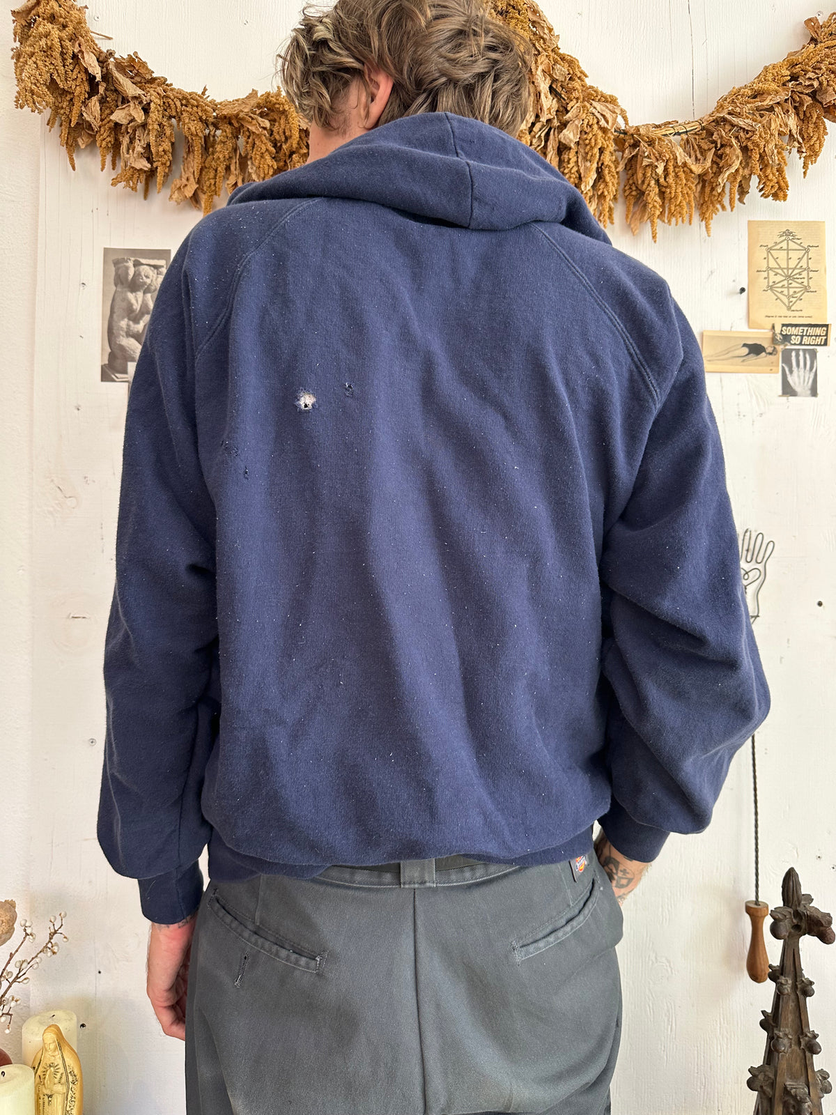 1980s Navy Thermal Lined Hoodie
