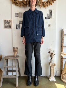 1970s Well Worn Snap Button Work Coat W/ Pins (XXL)