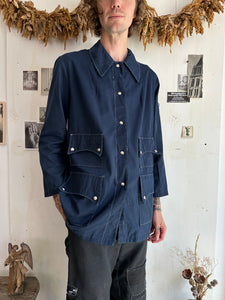 1970s Well Worn Snap Button Work Coat W/ Pins (XXL)