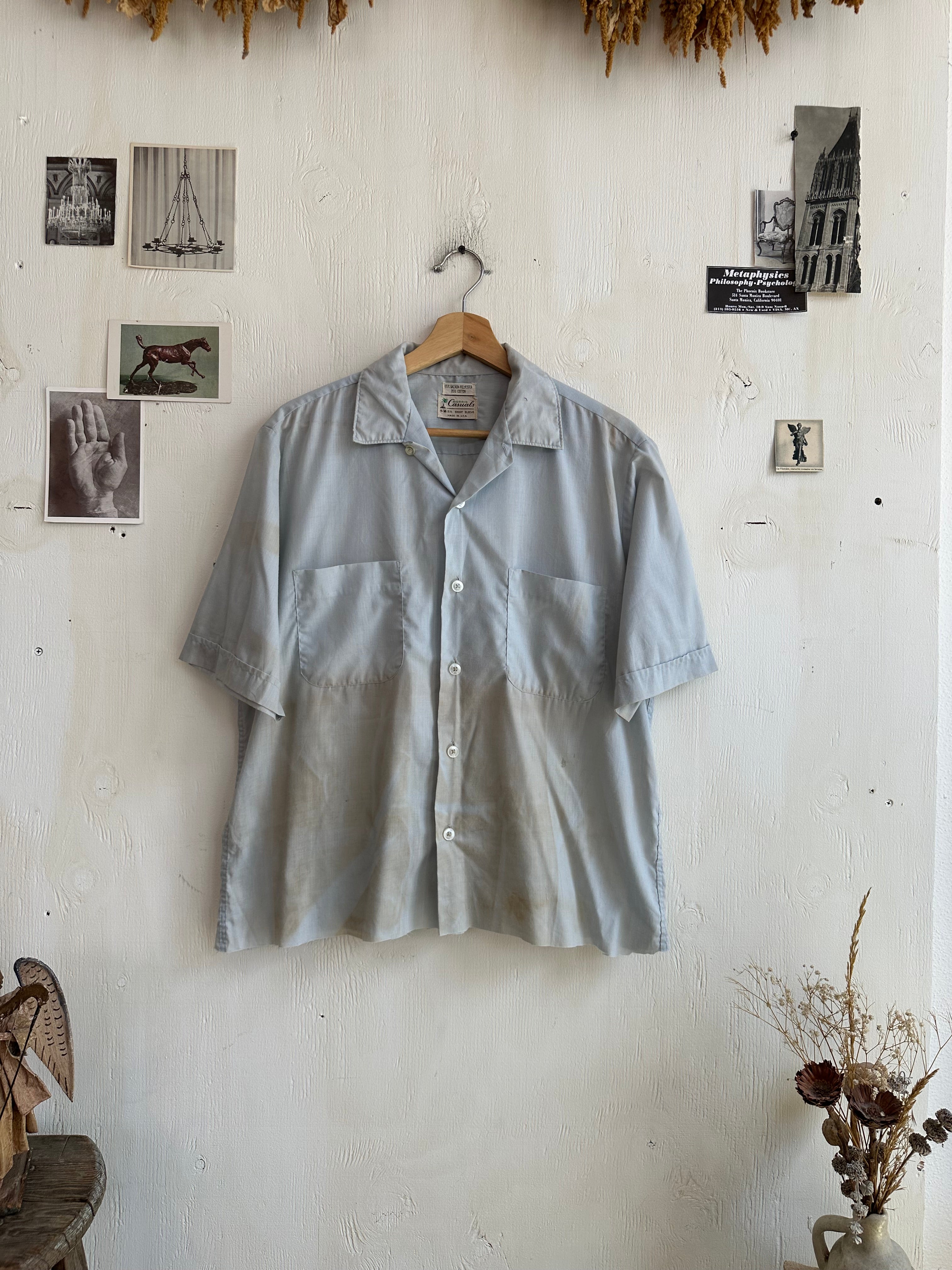 1960s Chopped Baby Blue Button Up (Boxy M/L)