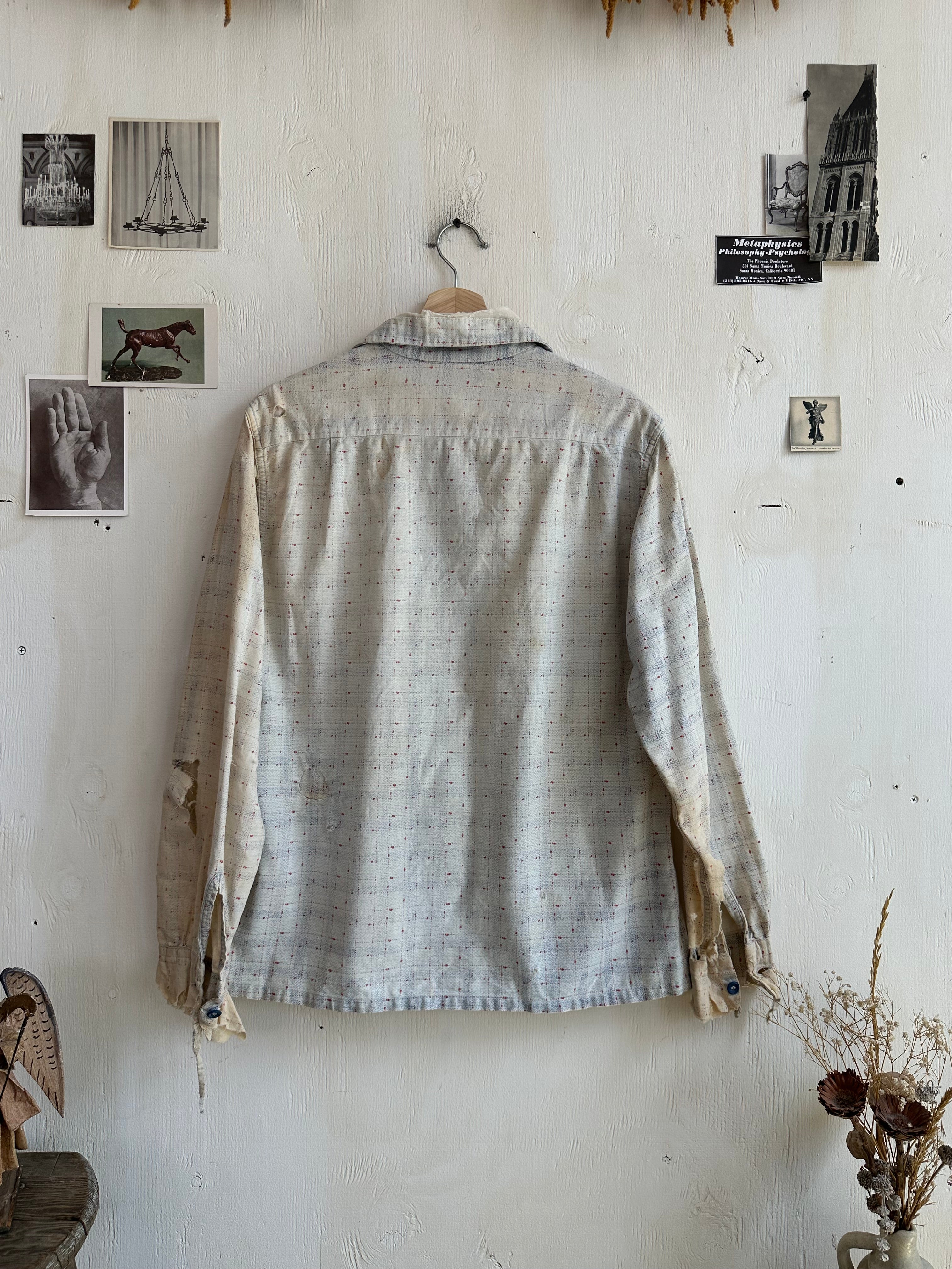 1960s Thrashed and Repaired Faded Plaid Top (L)