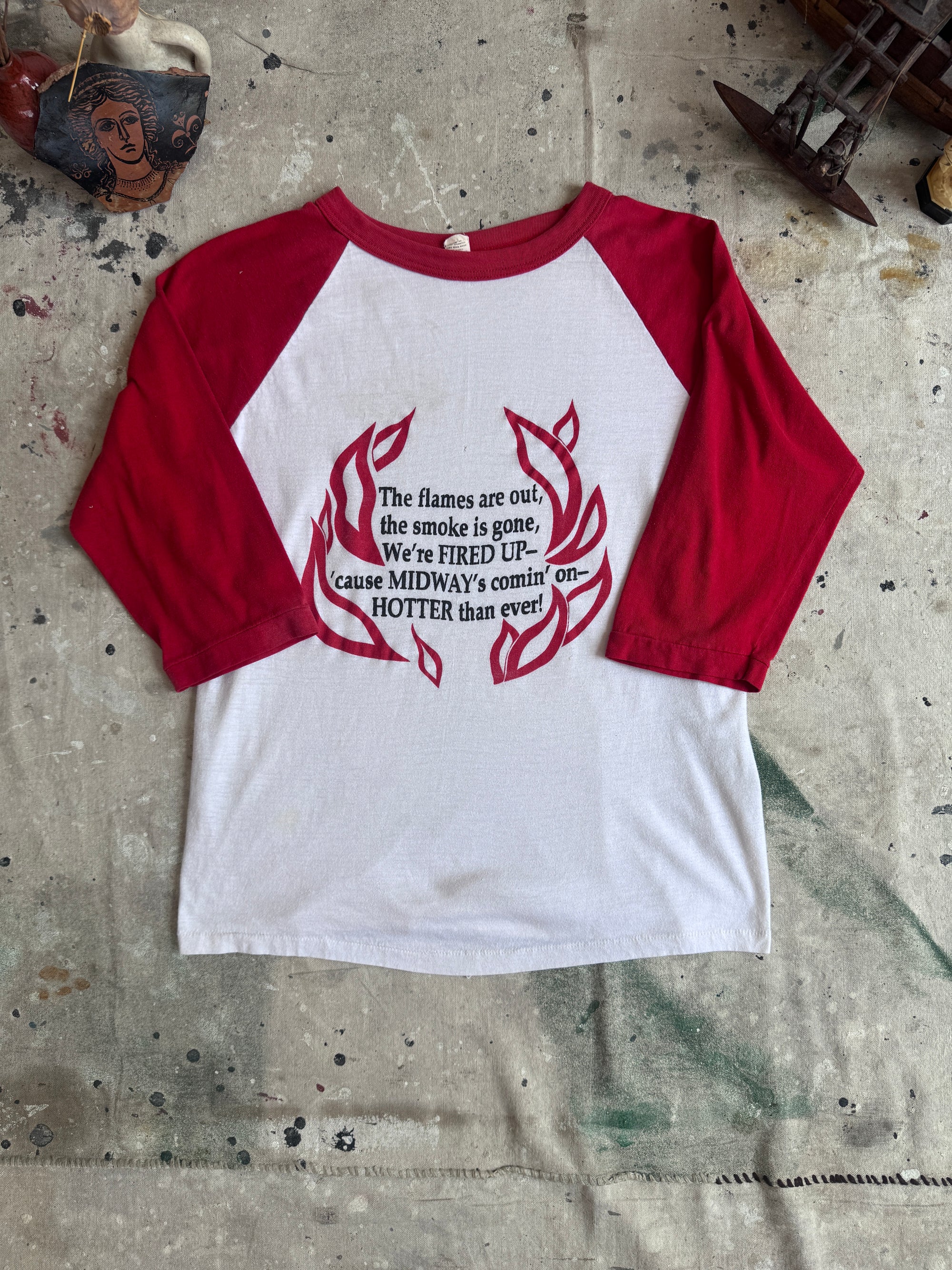 1970s Flames Are Out Baseball Tee (M)