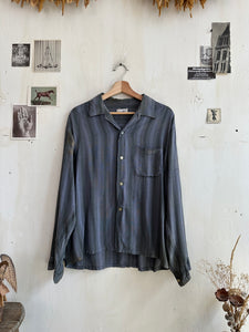 1960s Stained Rayon Striped Button Up (Boxy M/L)