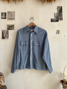 1970s Chopped Tiger Chain Stitched Button Up (Boxy M)