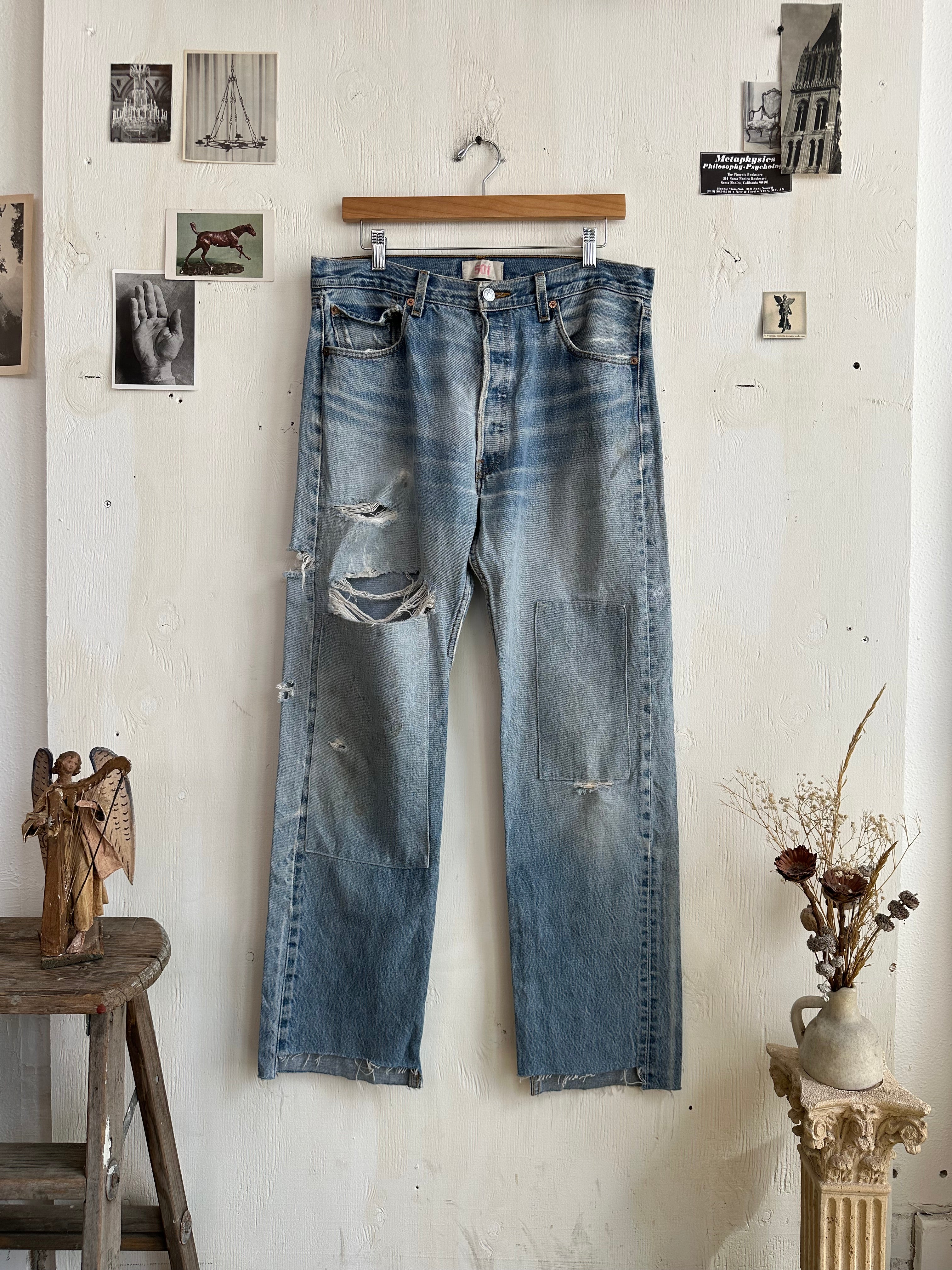 1980s Thrashed and Repaired Levis 501s (34/30)