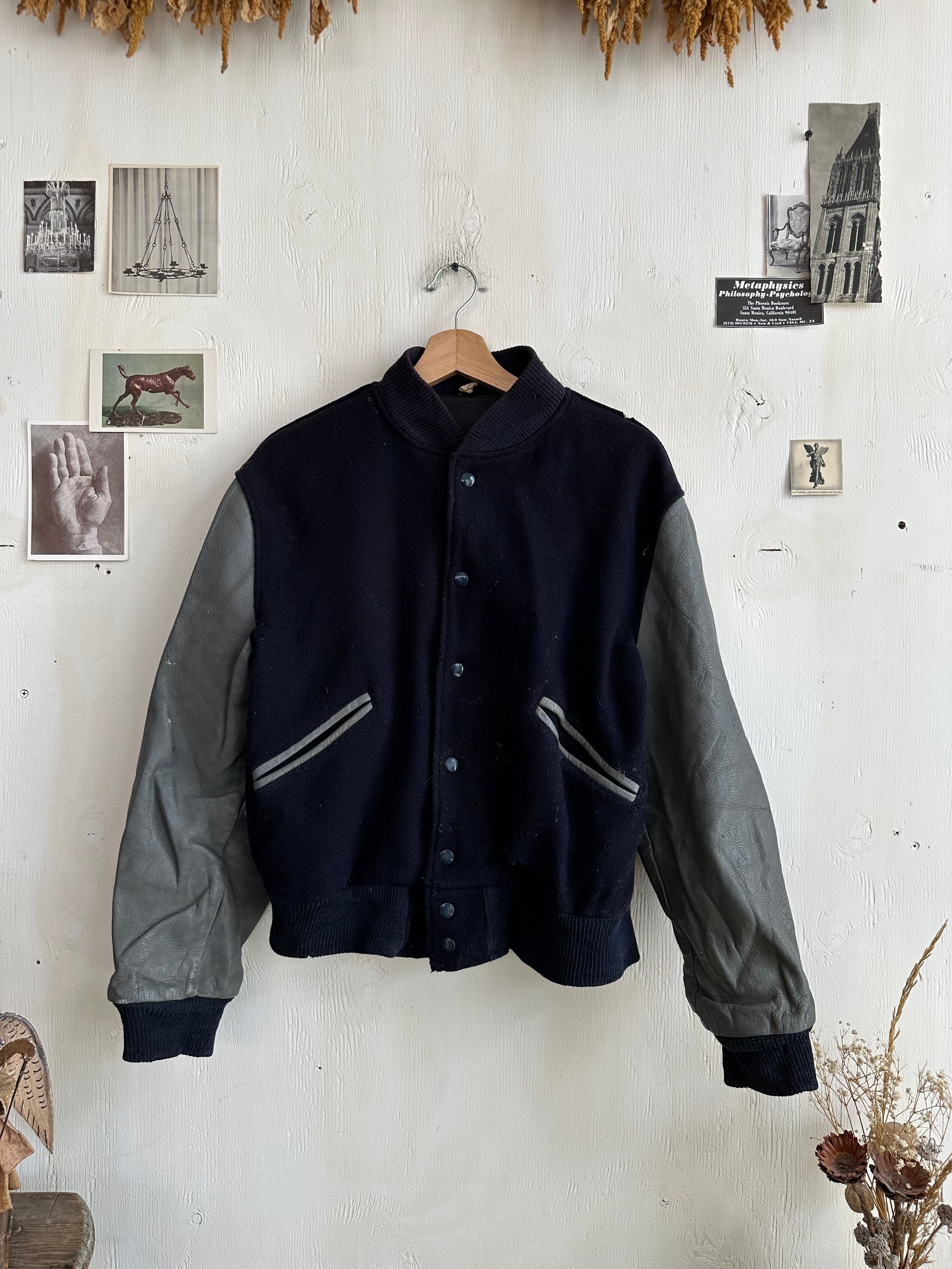 1950s Thrashed Leather Sleeved Letterman (Boxy M)