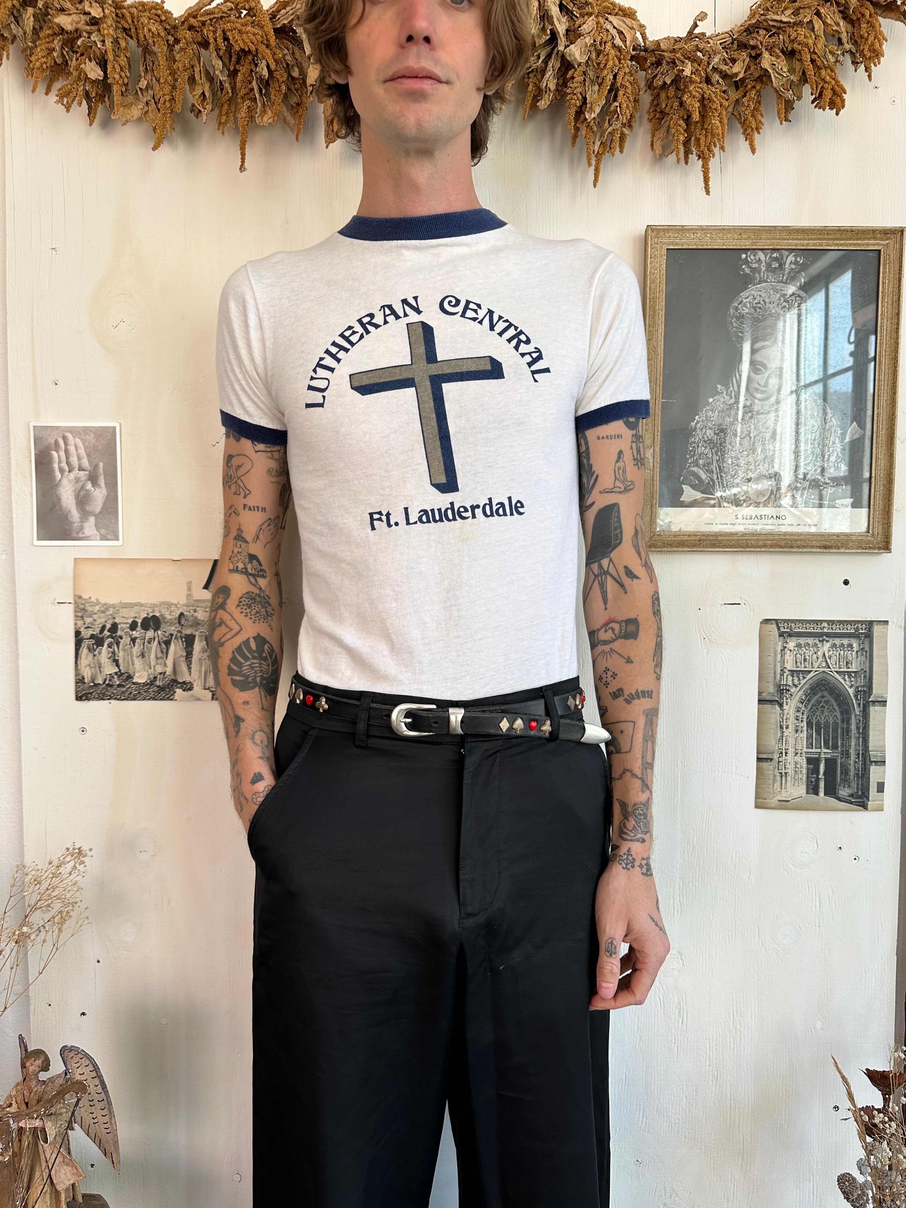 1980s Lutheran Cross Ringer Tee (S)