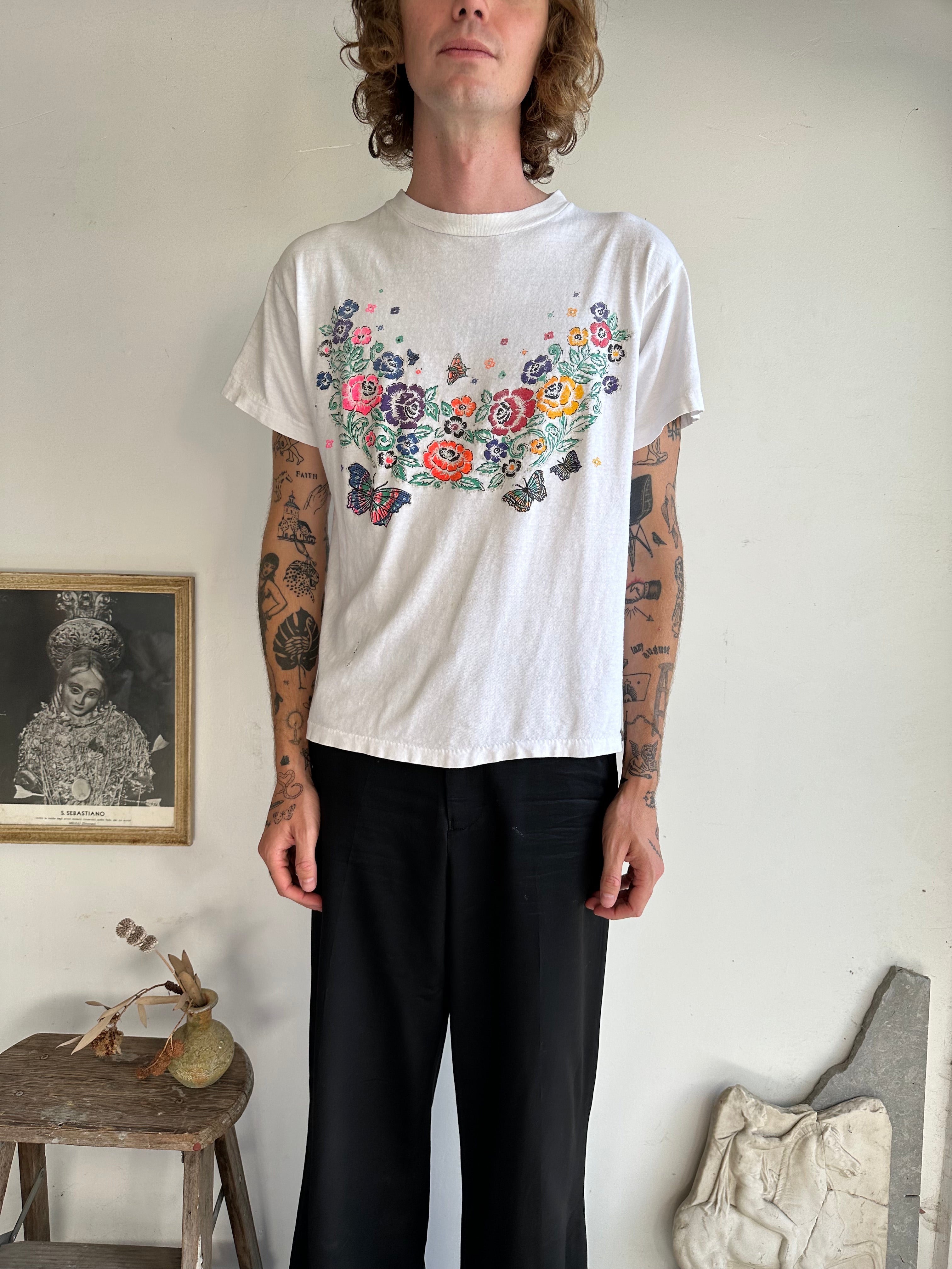 1990s Flower and Butterflies Tee (Boxy S/M)