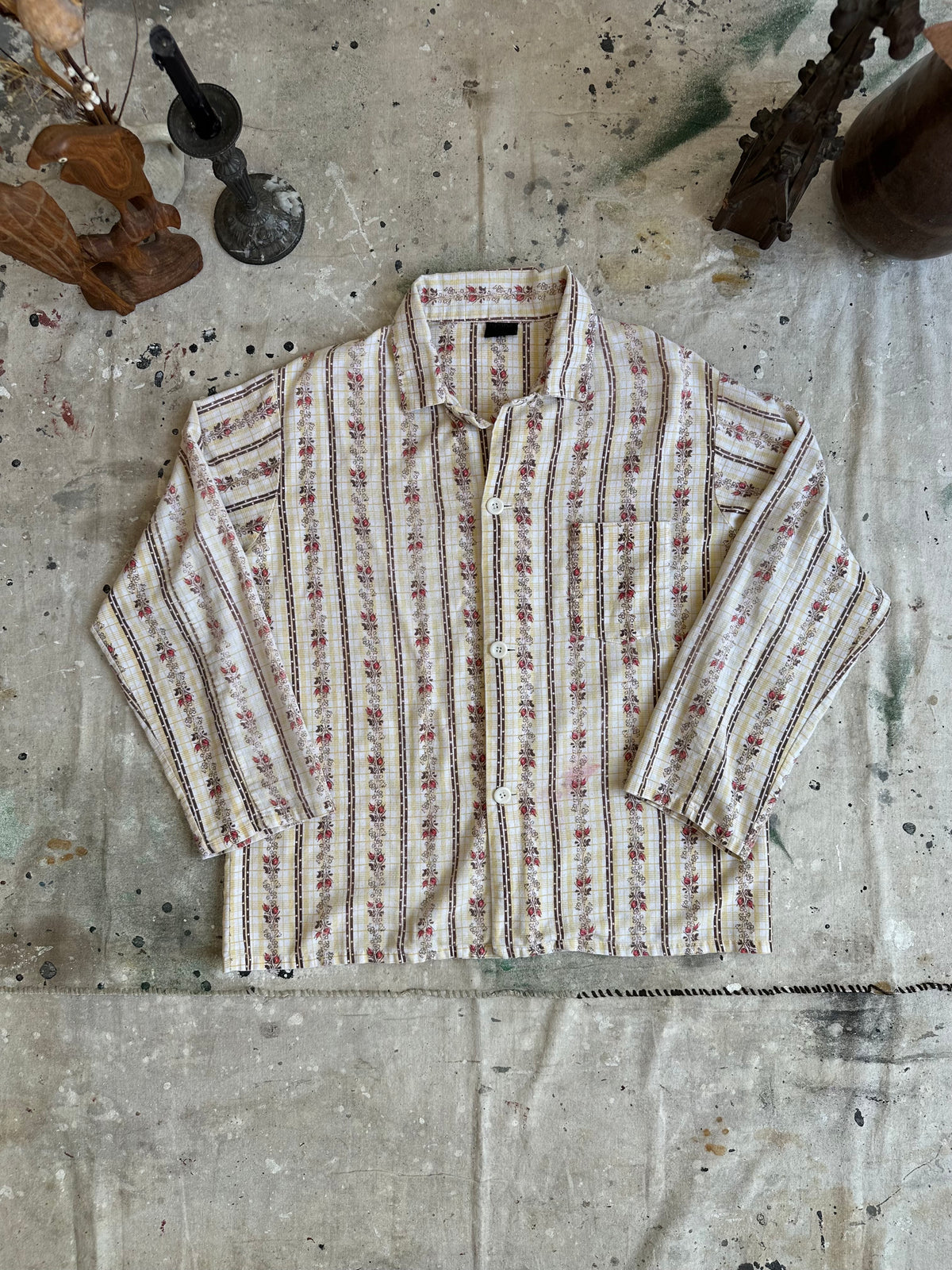 1970s All Cotton Flannel Pajama Top