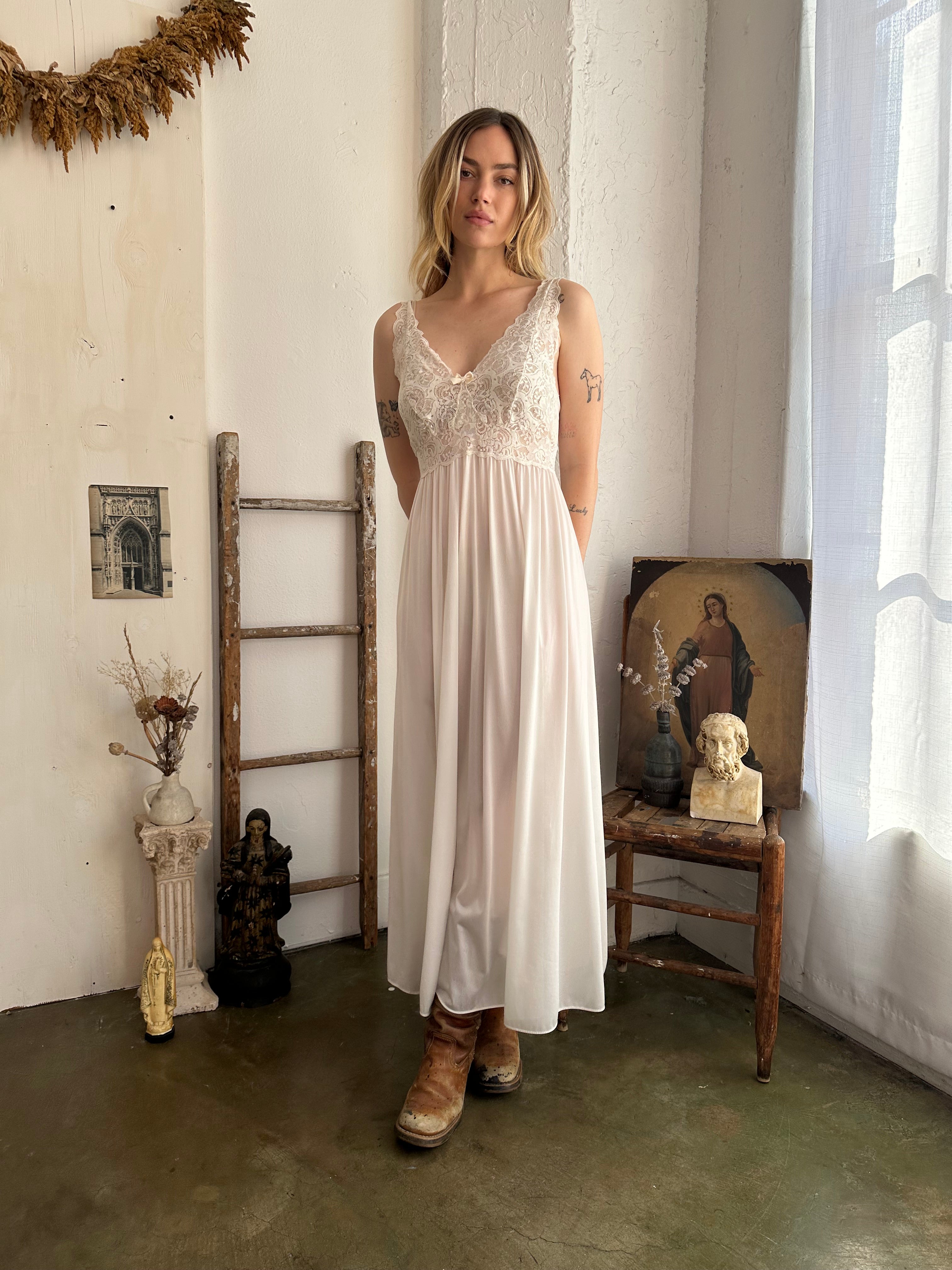 1980s Lacey Maxi Slip (L)