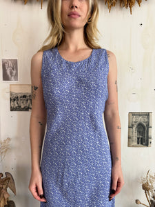 1990s Blue Floral Dress (L)