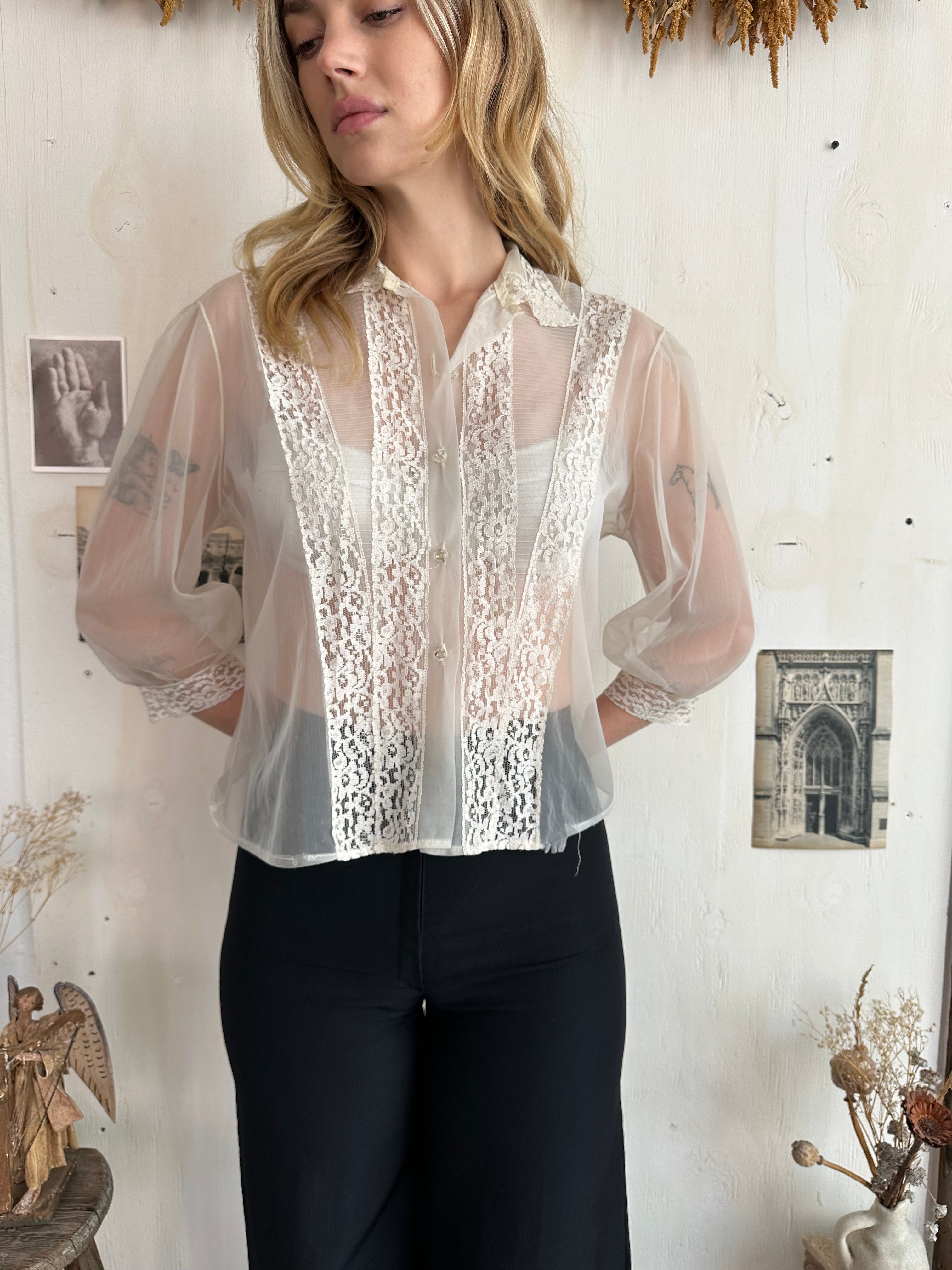 1960s Sheer Blouse (Boxy M)