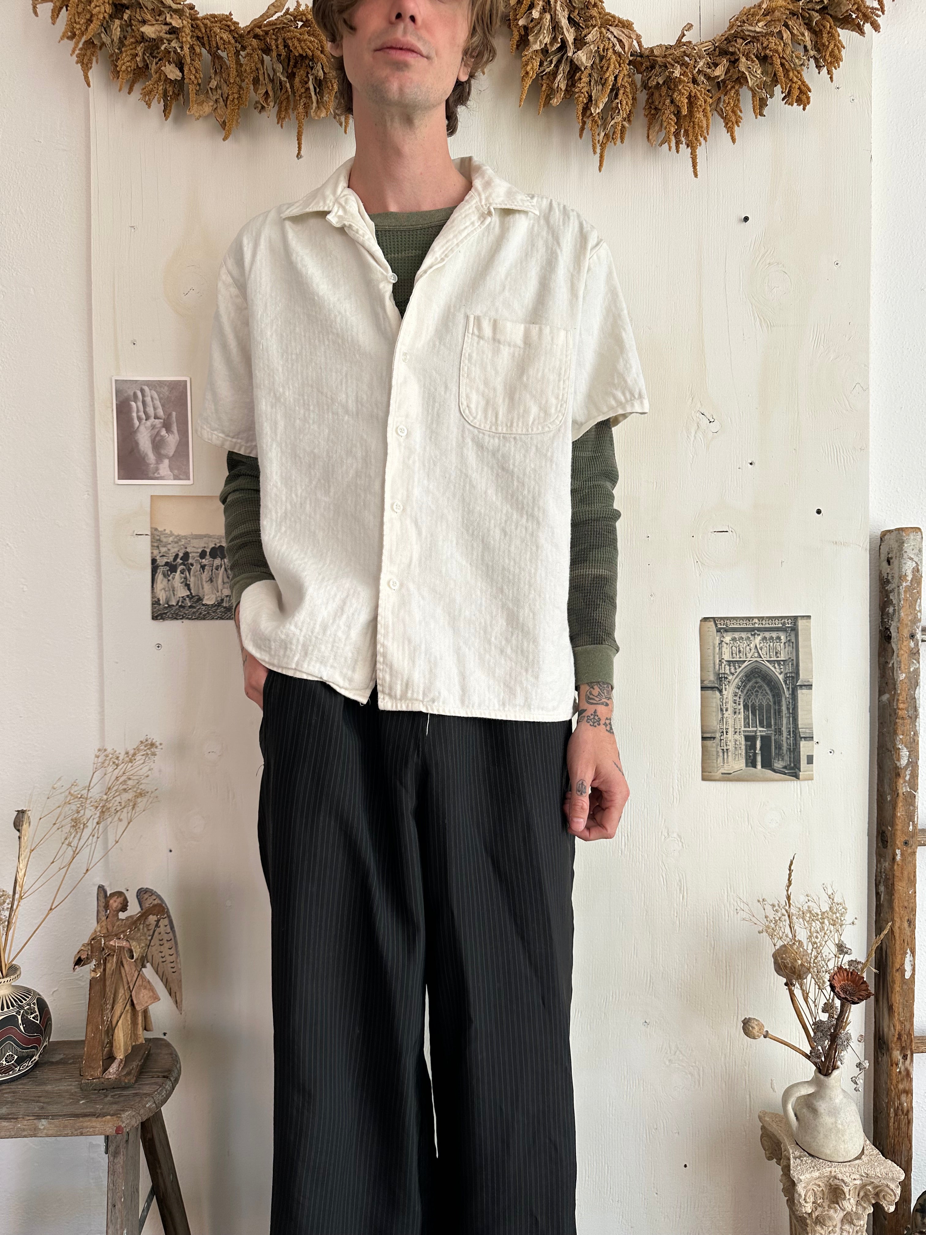 1990s Thick Irish Linen Camp Collar Button Up (Boxy XL)