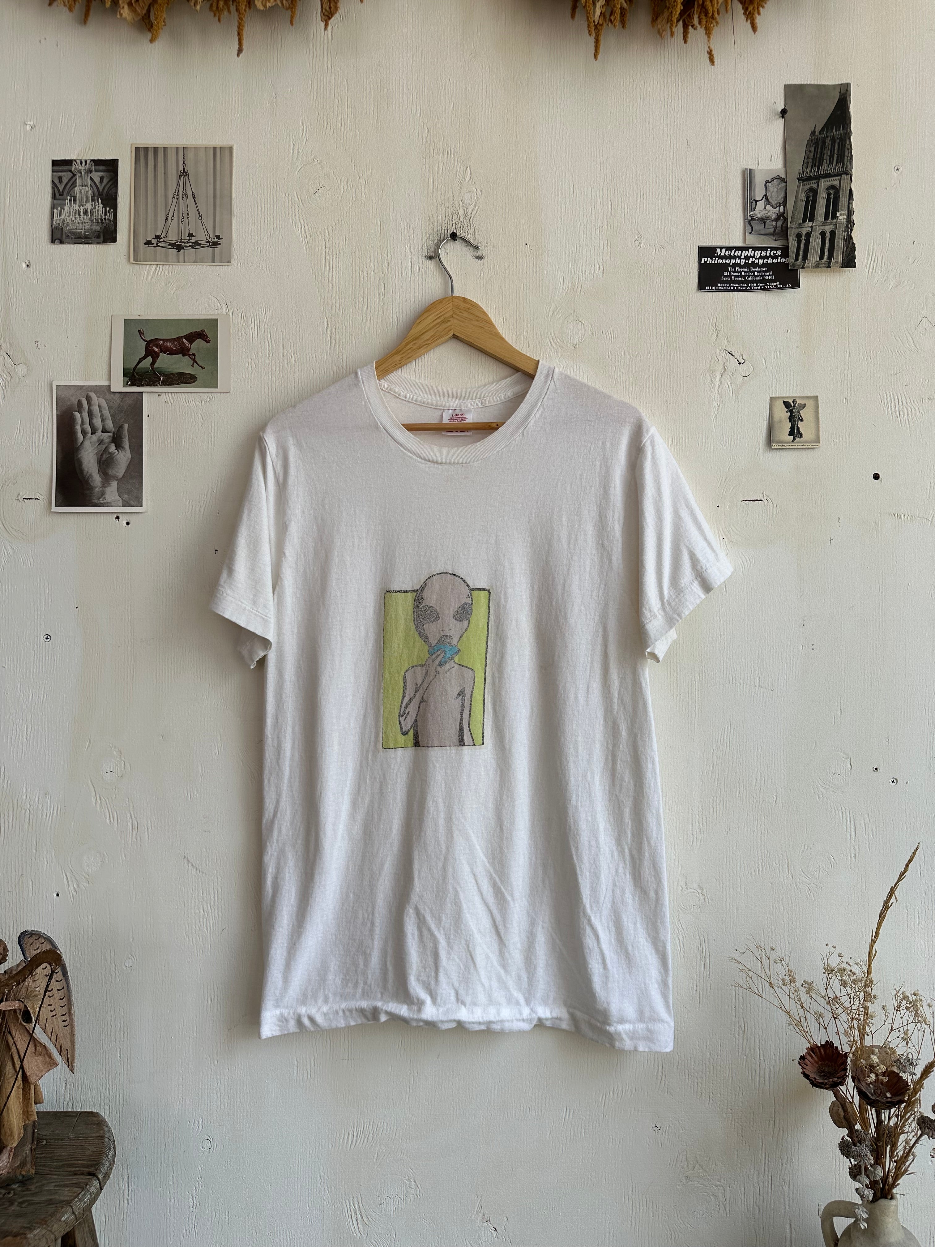 1980s Faded Grey Alien T-Shirt (M/L)