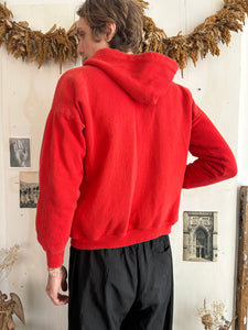 1970s Sunfaded Red Zip-Up Hoodie (Boxy M/L)