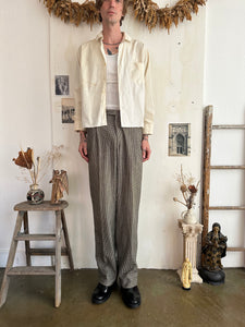 1950s Thrashed White Cropped Button Up Shirt (Boxy M/L)