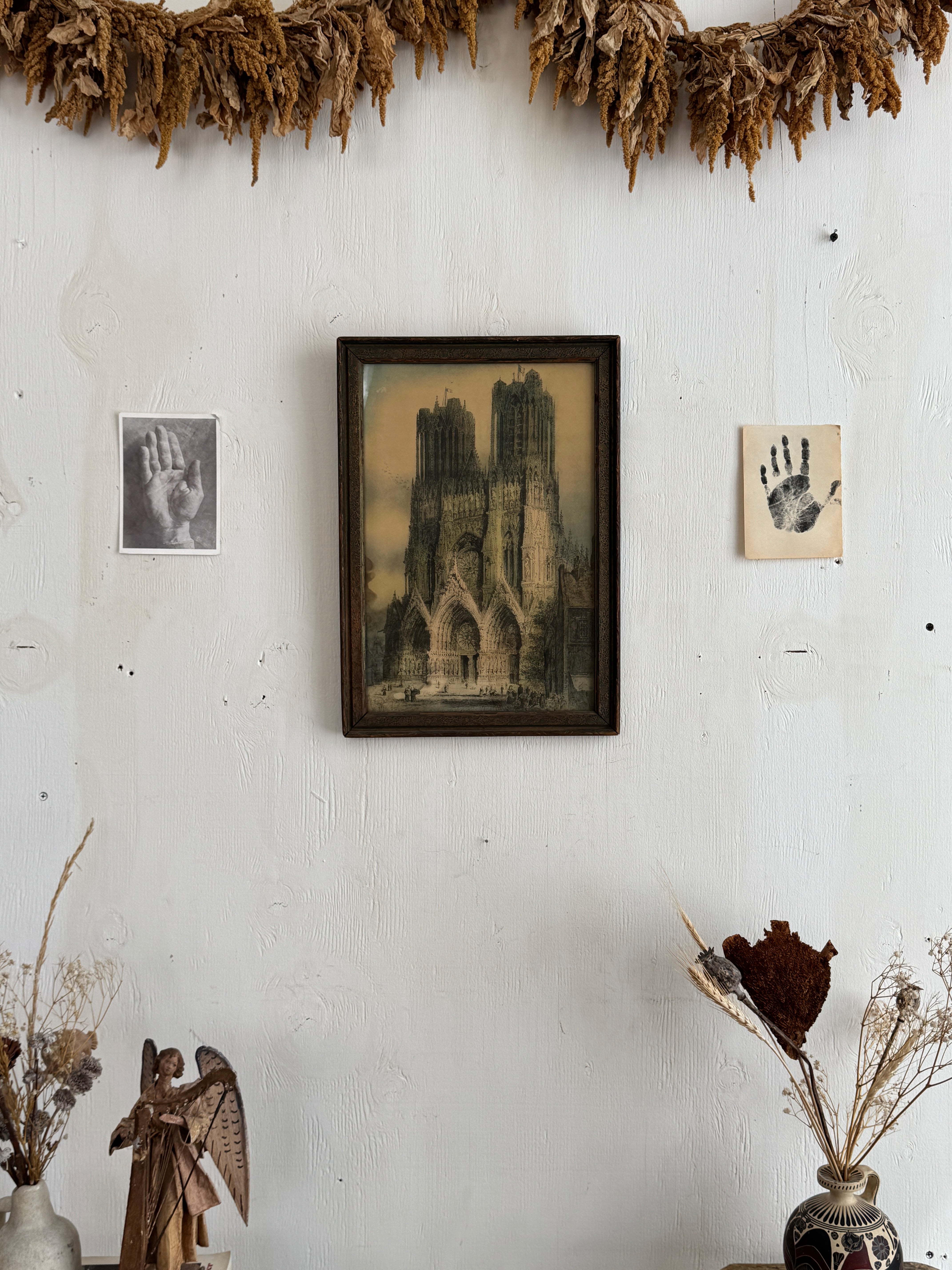 Antique Print of Reims Cathedral (M 12" x 16")