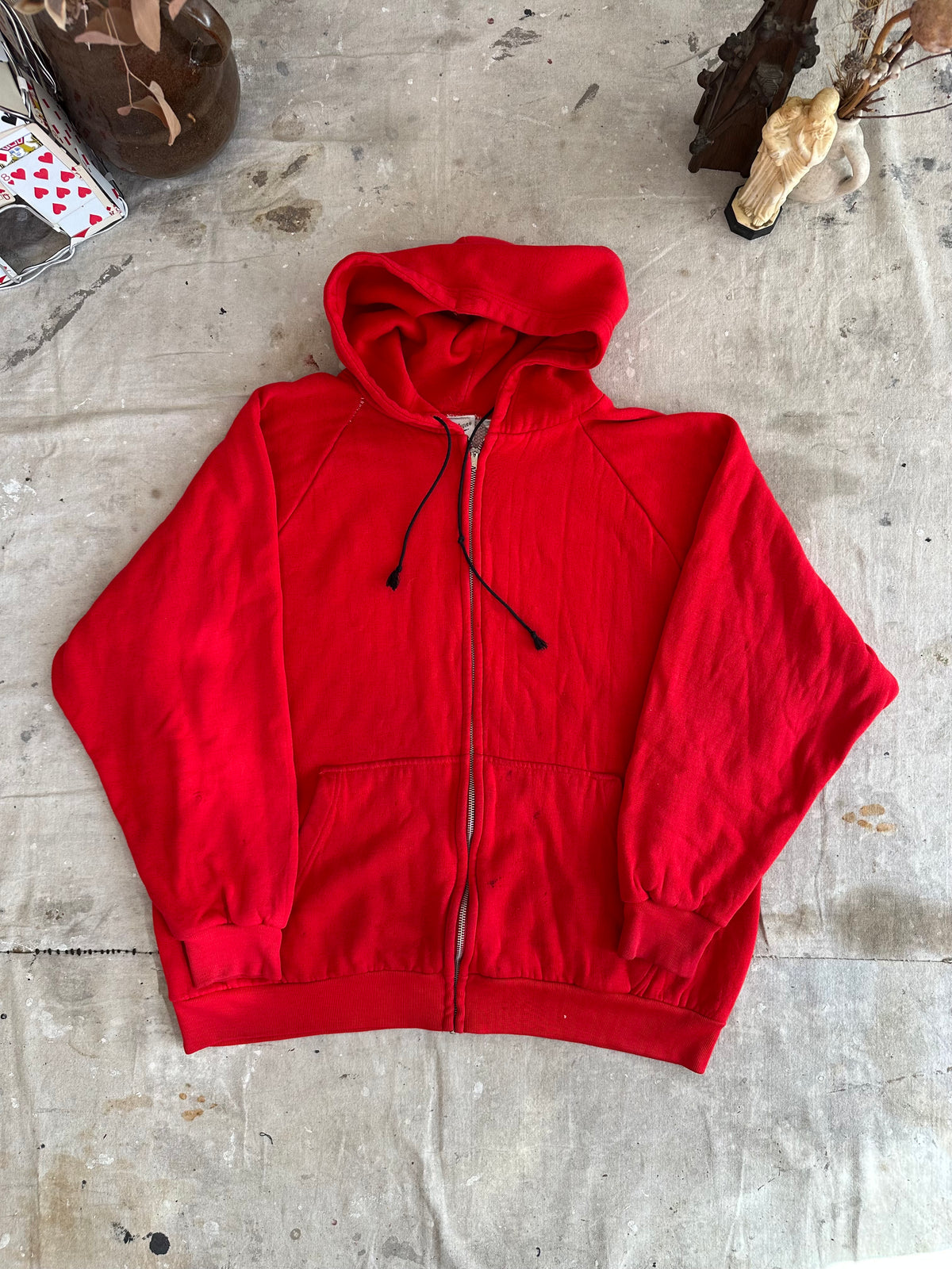 1980s Cherry Red Thermal Lined Zip Up