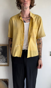 1960s Sunfaded Yellow Button Down (Boxy M)