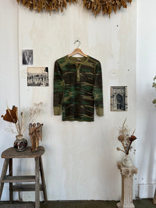 1980s Camo Henley Thermal (M)