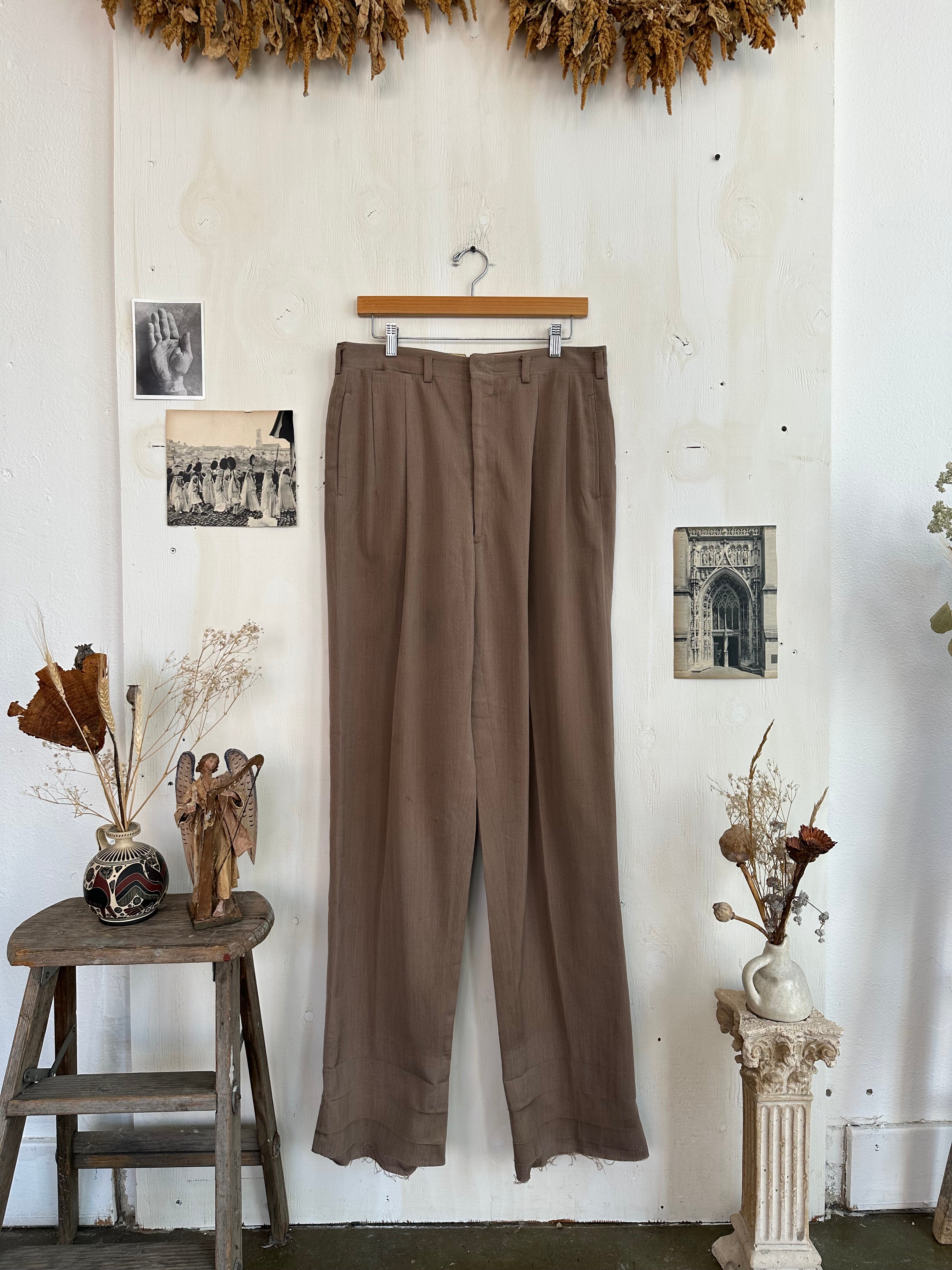 1940s Oversized Baggy Pleated Trousers (32/37)