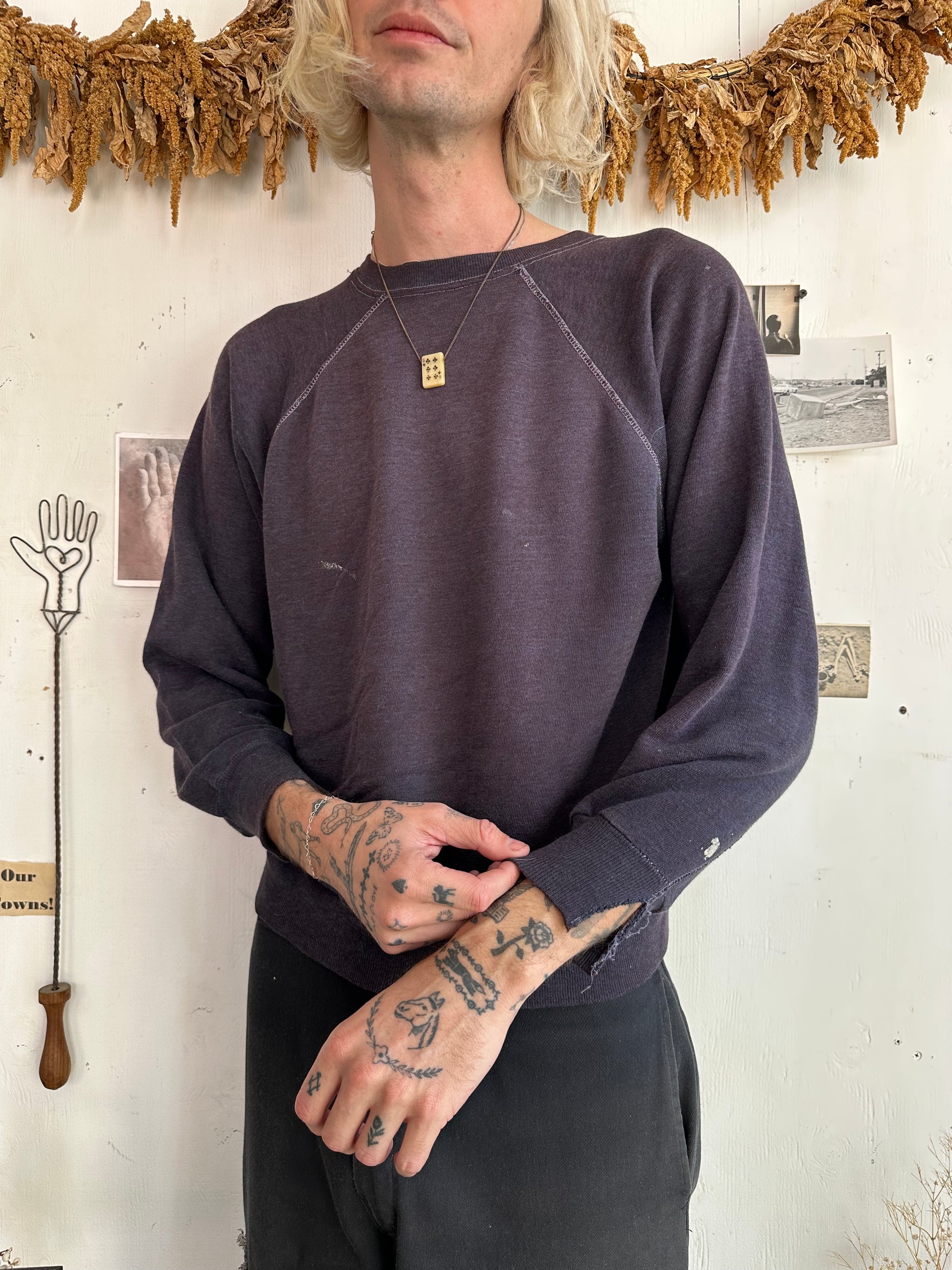 1980s Faded Faded Black/Purple Crewneck