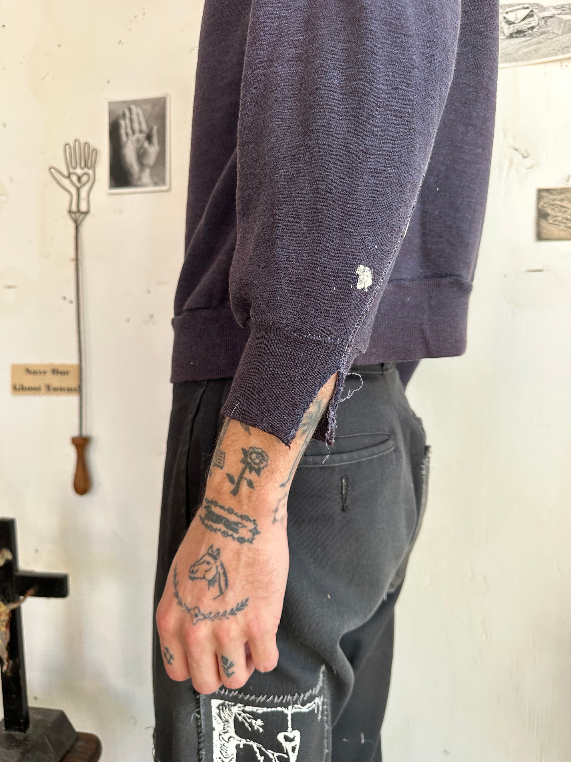1980s Faded Faded Black/Purple Crewneck