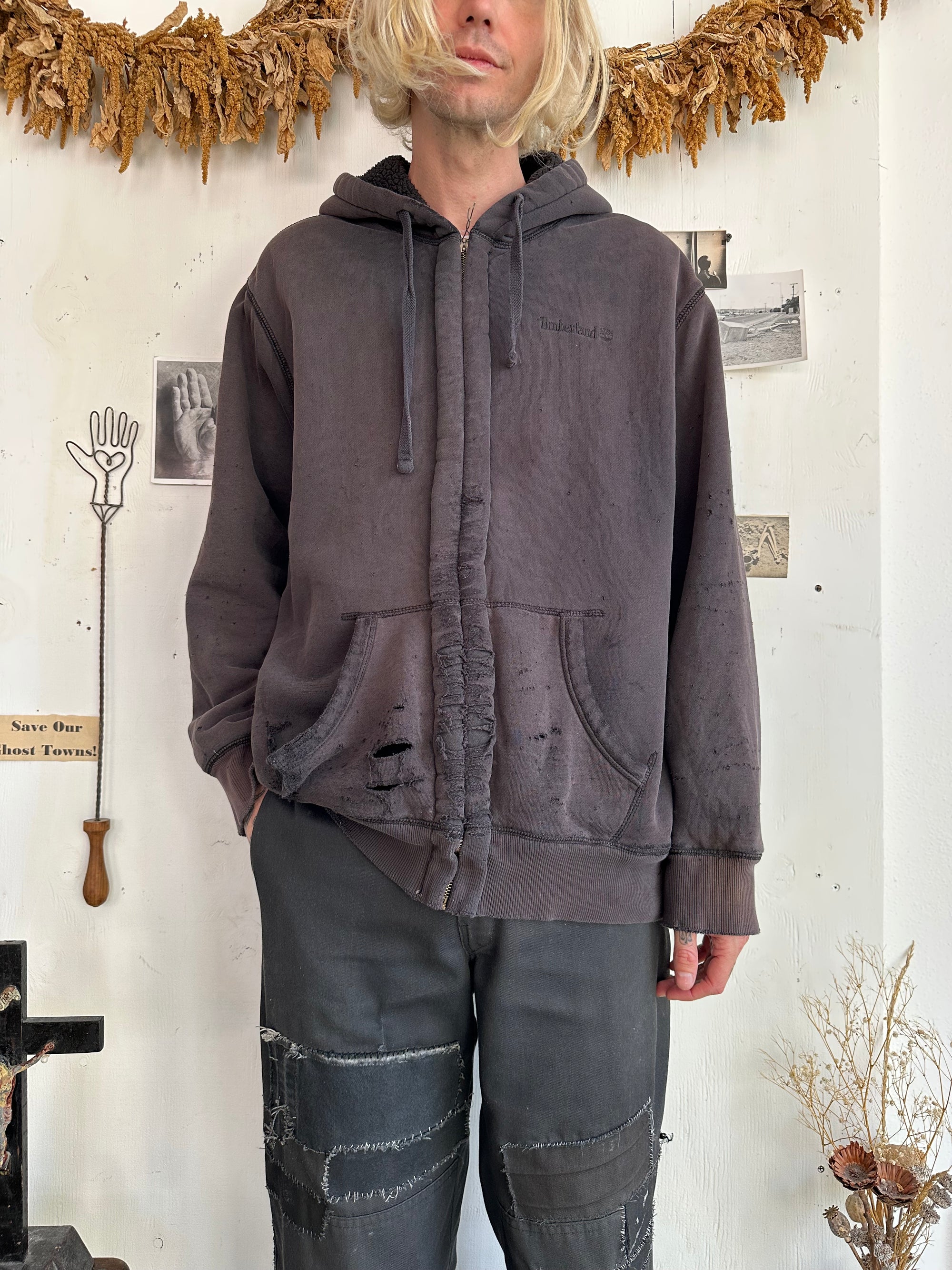 2000s Thrashed Shearling Lined Timberland Hoodie