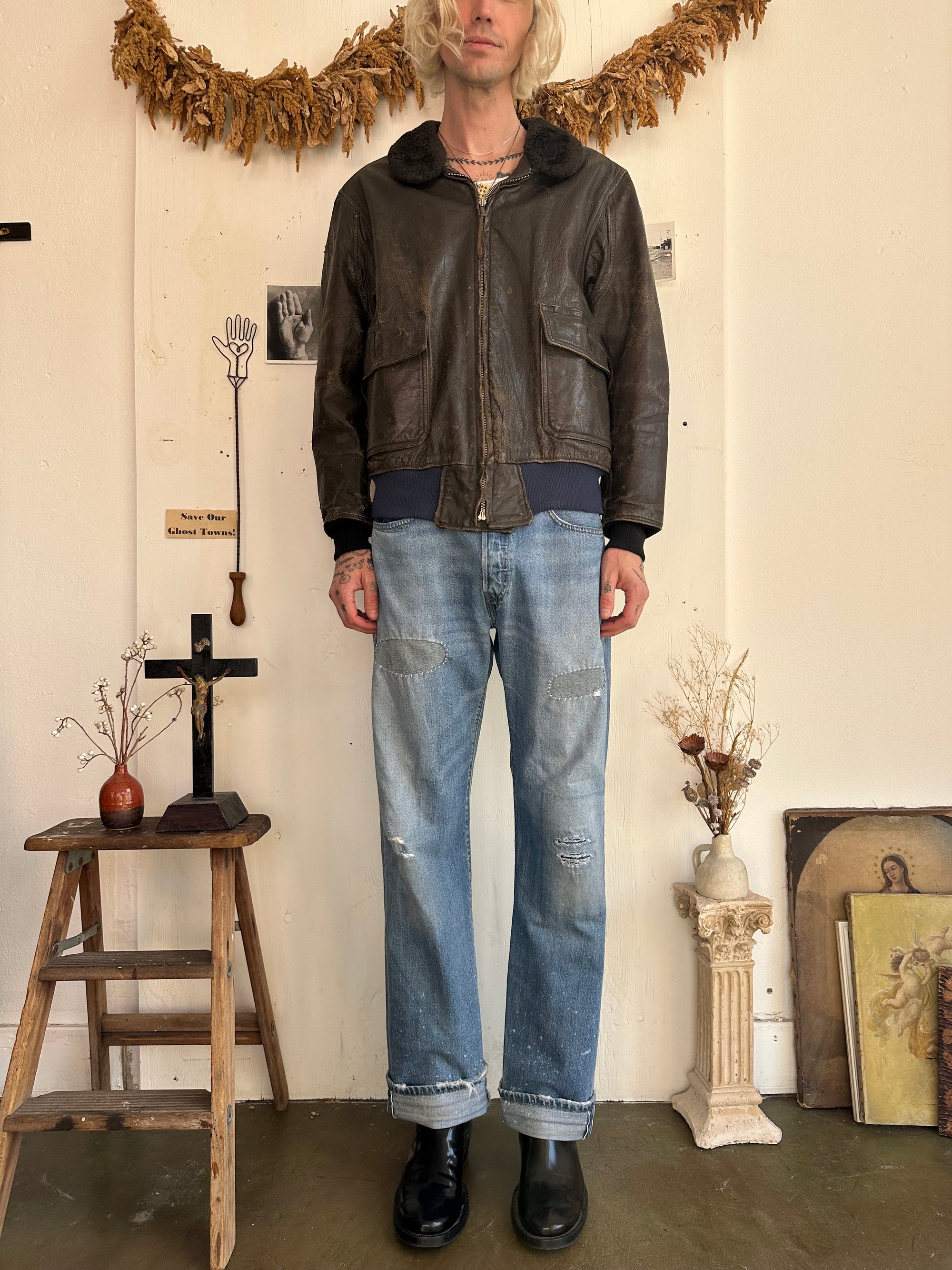 1960s Thrashed Leather Jacket