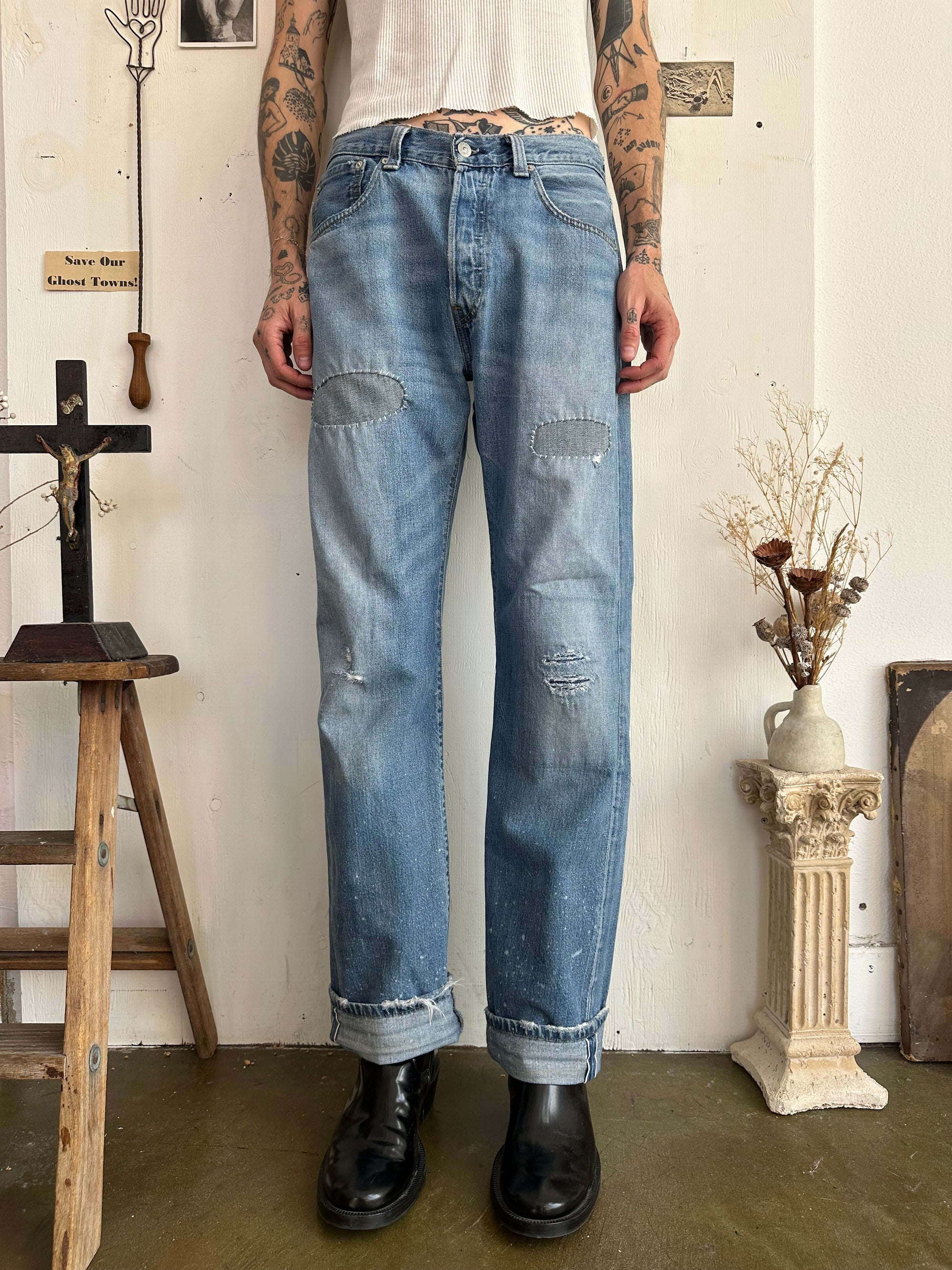 1990s Thrashed and Repaired Selvedge Levi’s 501s