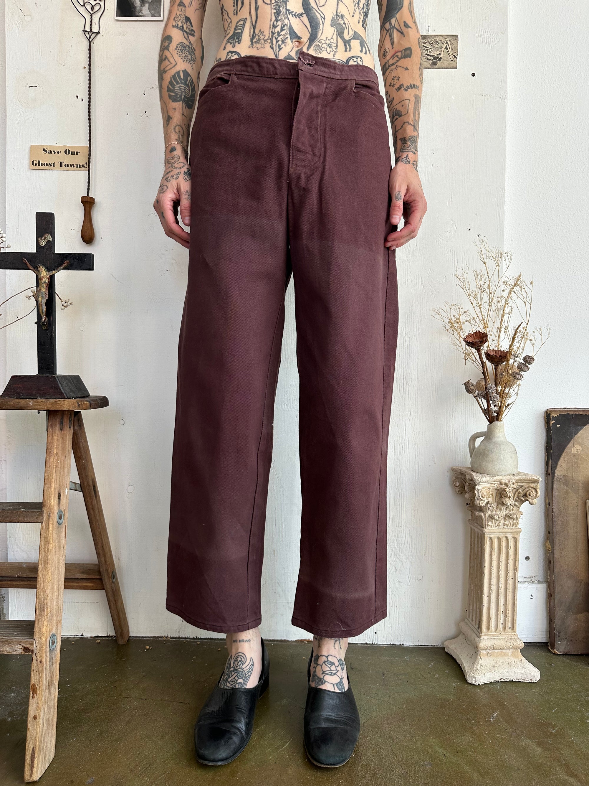 1960s Maroon Buckleback Work Pants