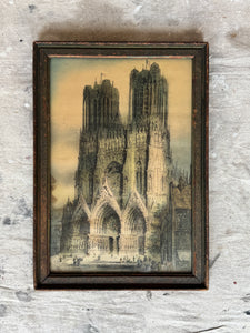 Antique Print of Reims Cathedral (M 12" x 16")