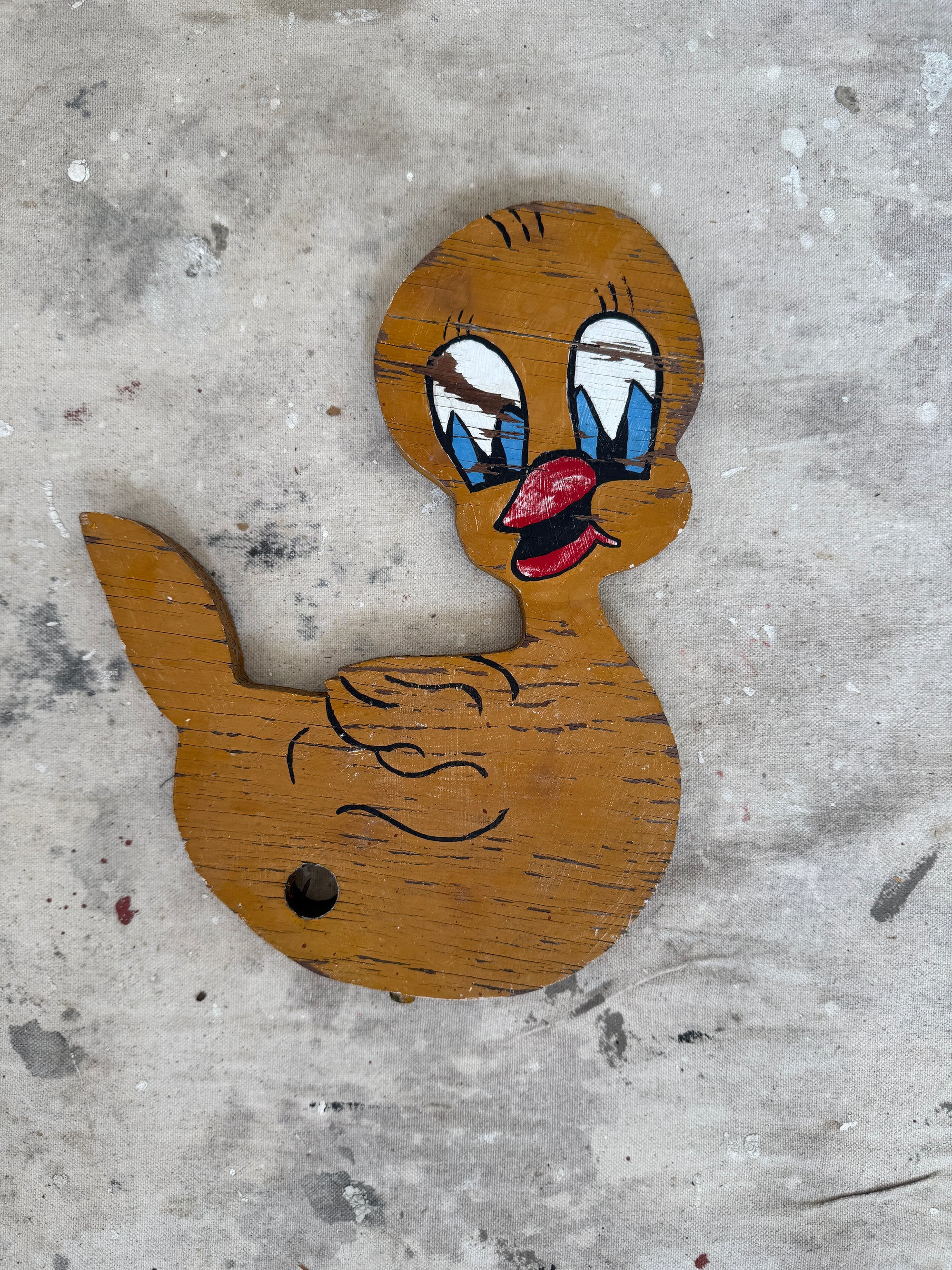 Antique Hand-Painted Wooden Tweety (9" x 12")