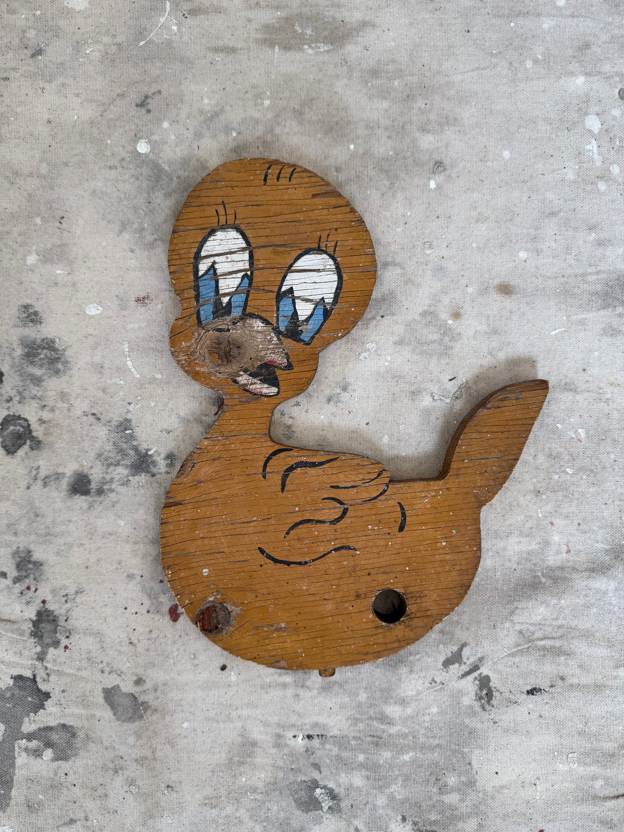Antique Hand-Painted Wooden Tweety (9" x 12")