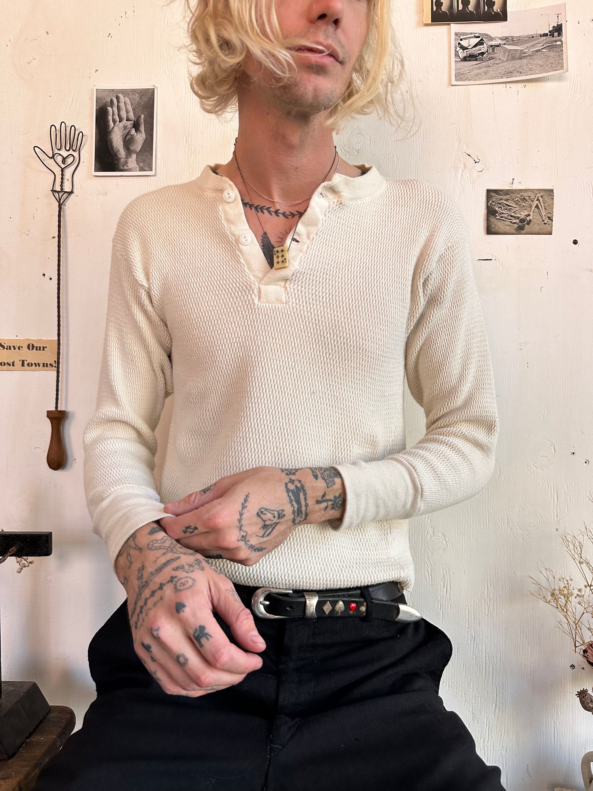 1970s Thermal Henley
