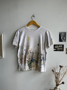 1960s Well-Worn Paint Stained Short Sleeve Sweatshirt (M)