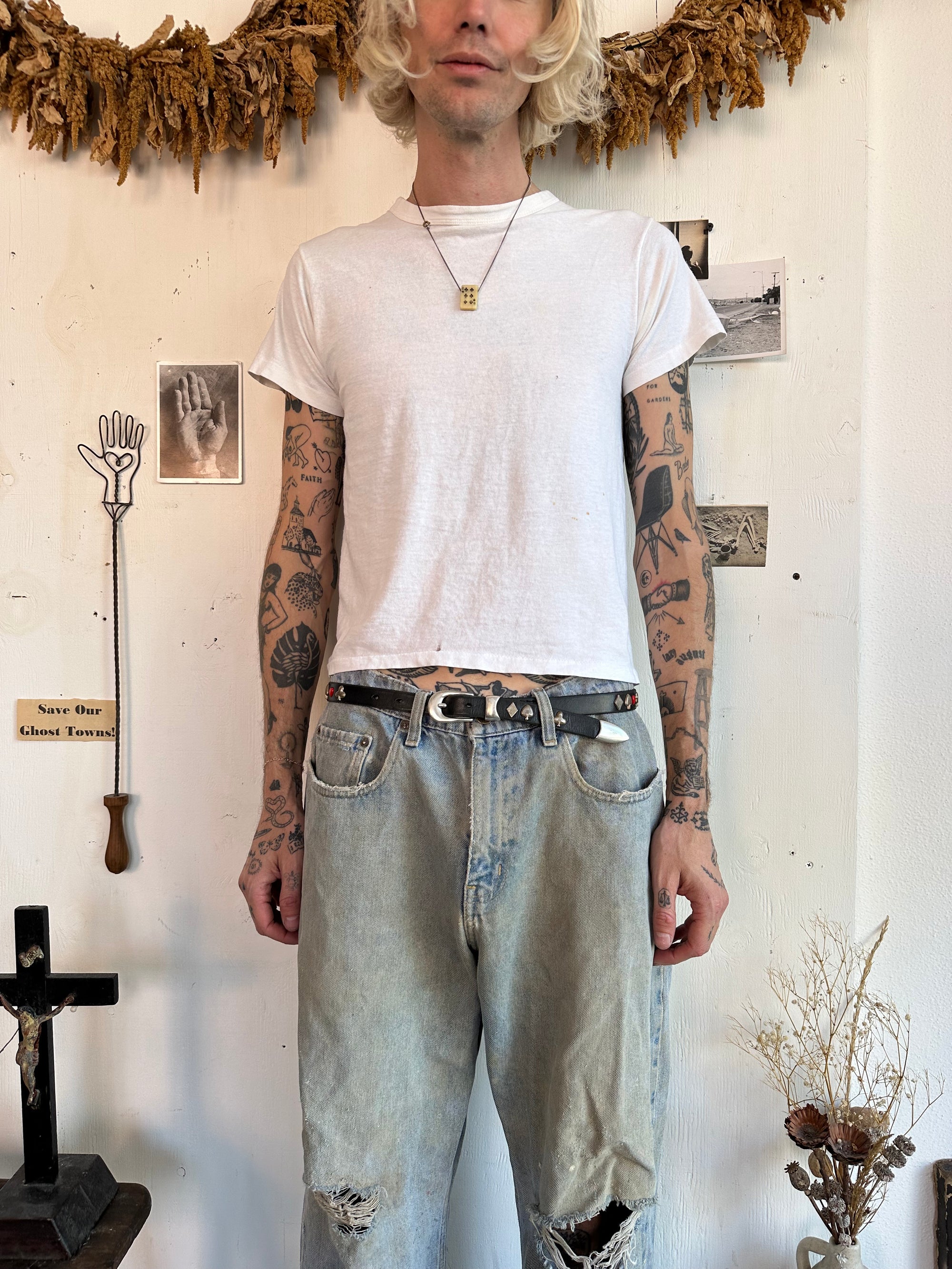 1970s Well Worn White Blank