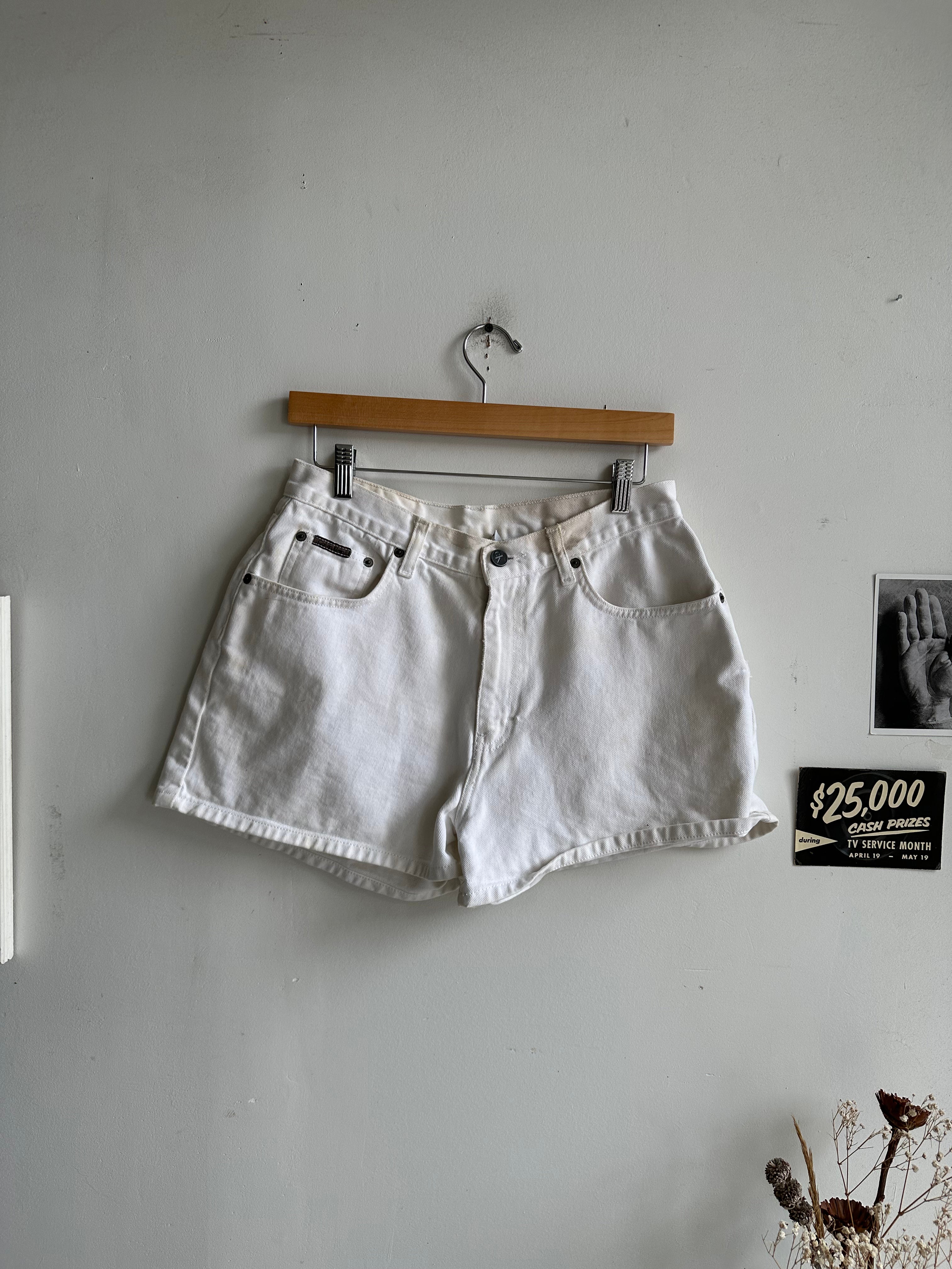 1990s CK White Denim Shorts (28)