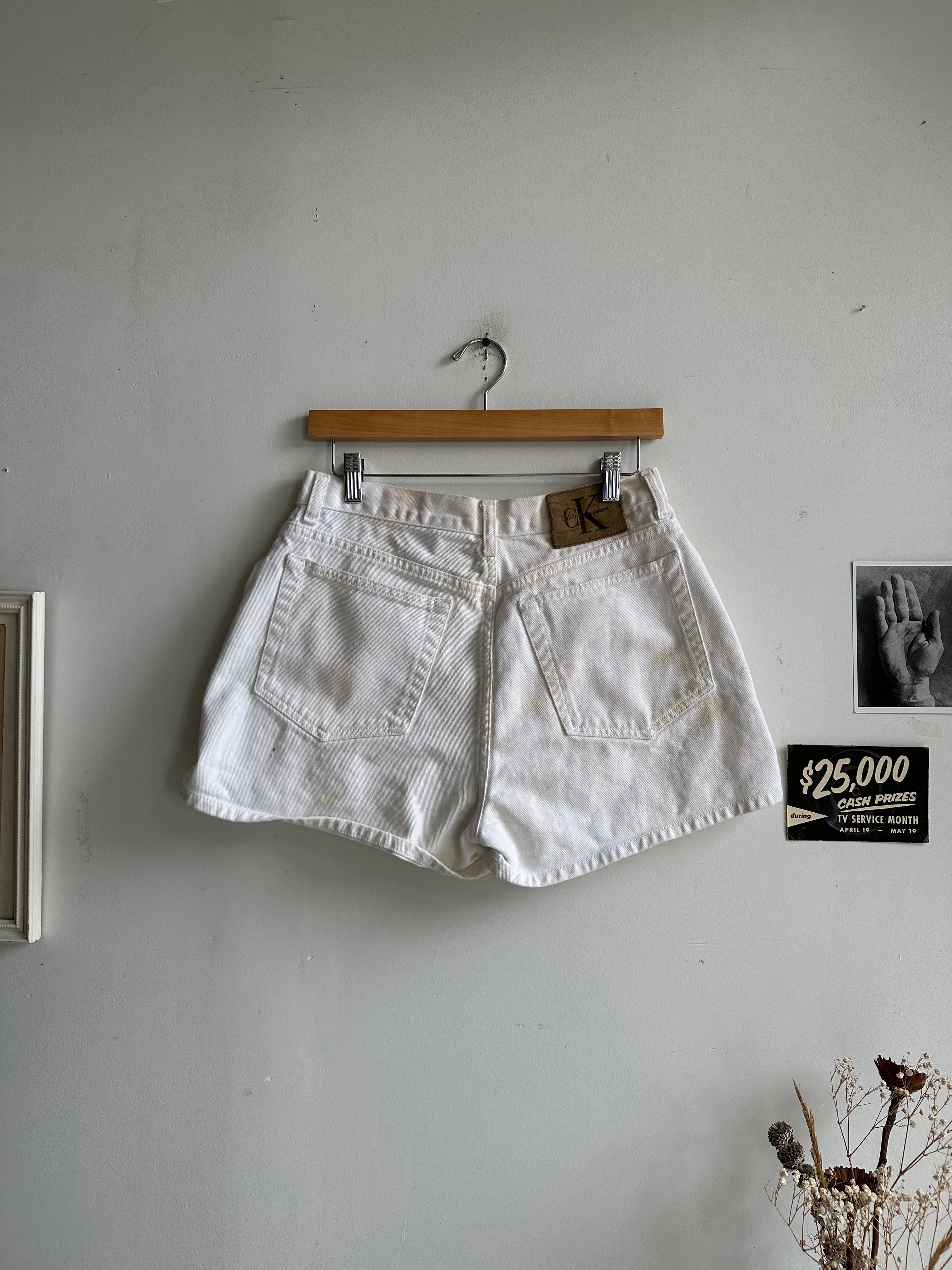 1990s CK White Denim Shorts (28)