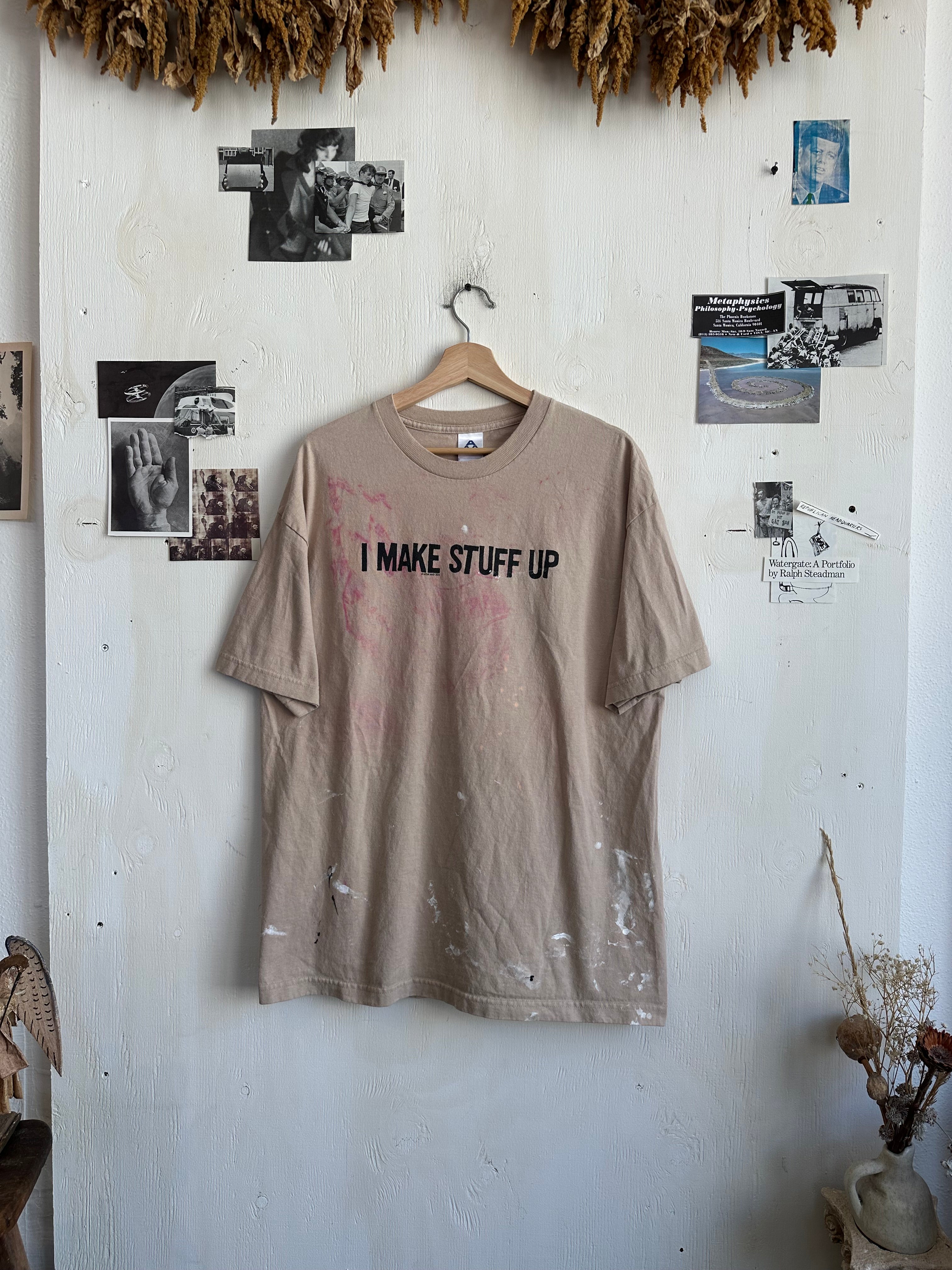 1990s/2000s Paint Stained I Make Stuff Up Tee (XL)