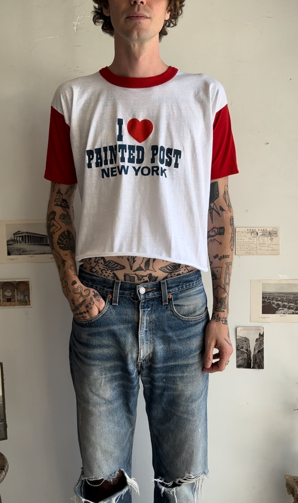 1980s Cropped “I Heart Painted Post” Tee (Cropped M/L)