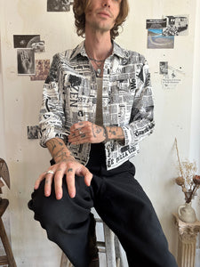 1980s Made In Italy Newsprint Jacket (S/M)