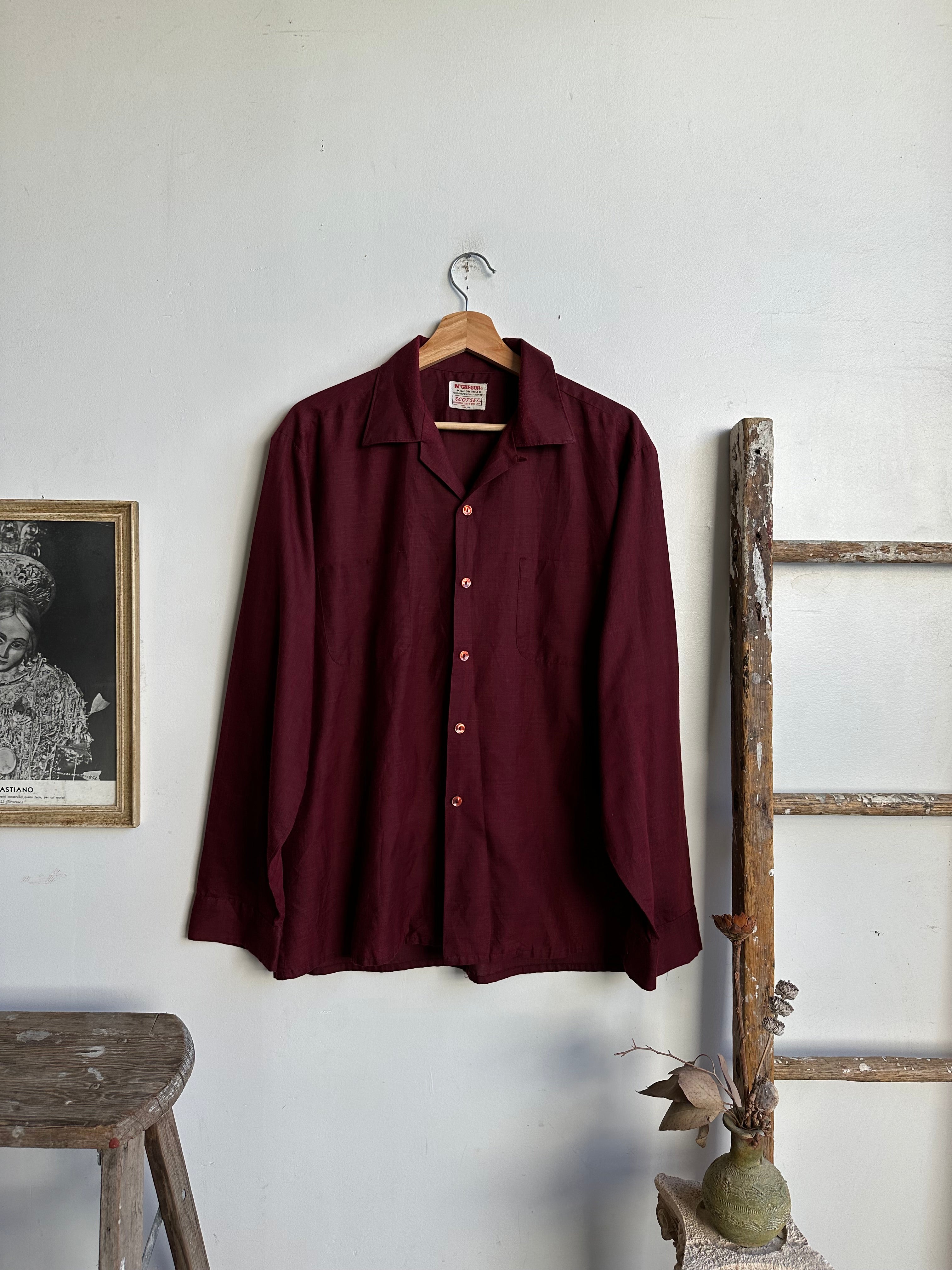 1960s Maroon Button-Up (XL)