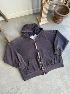 1970s Sunfaded Black Thermal-Lined Hoodie (XL)