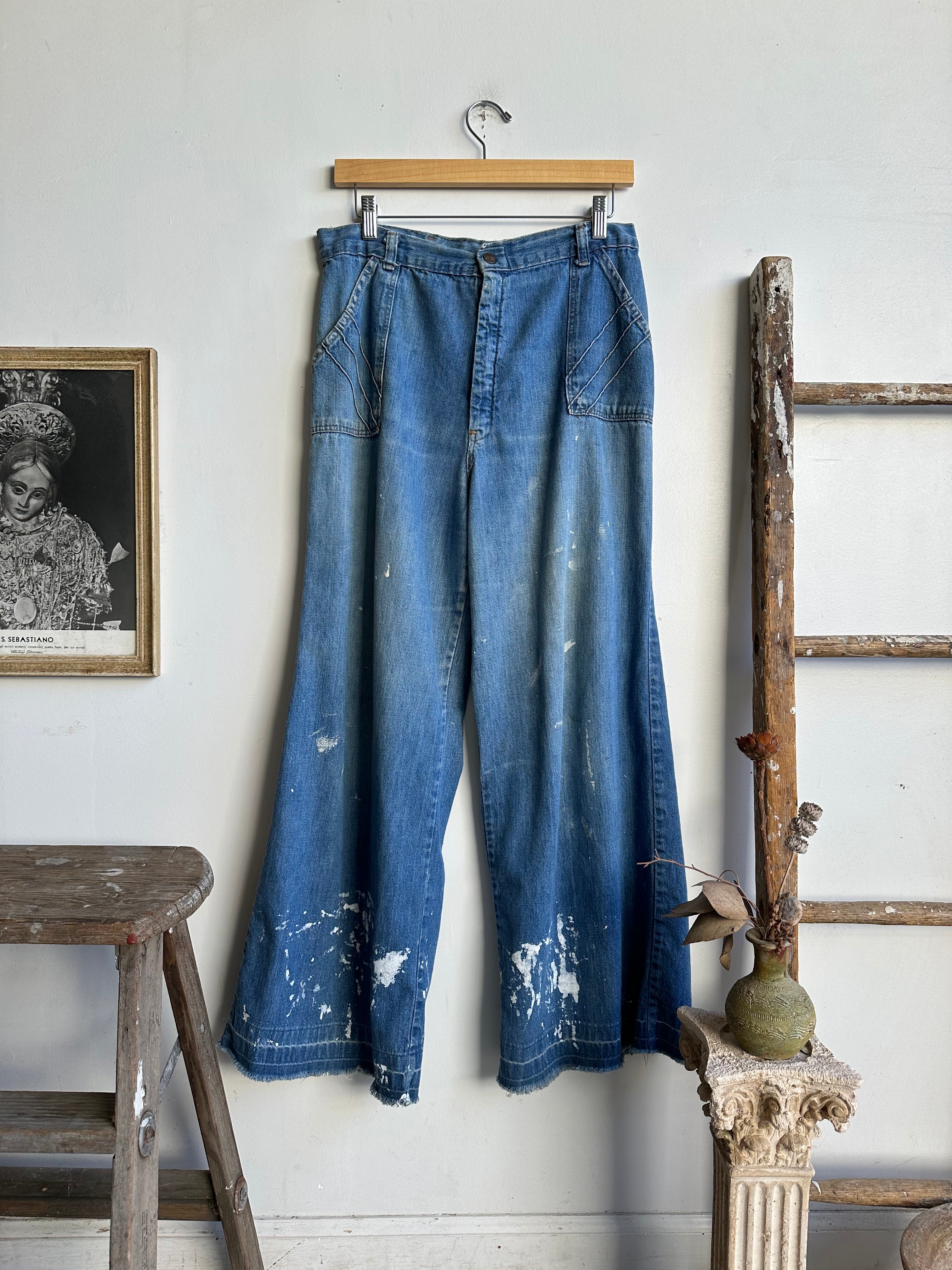 1970s Paint-Stained Jeans (L 31 x 28))