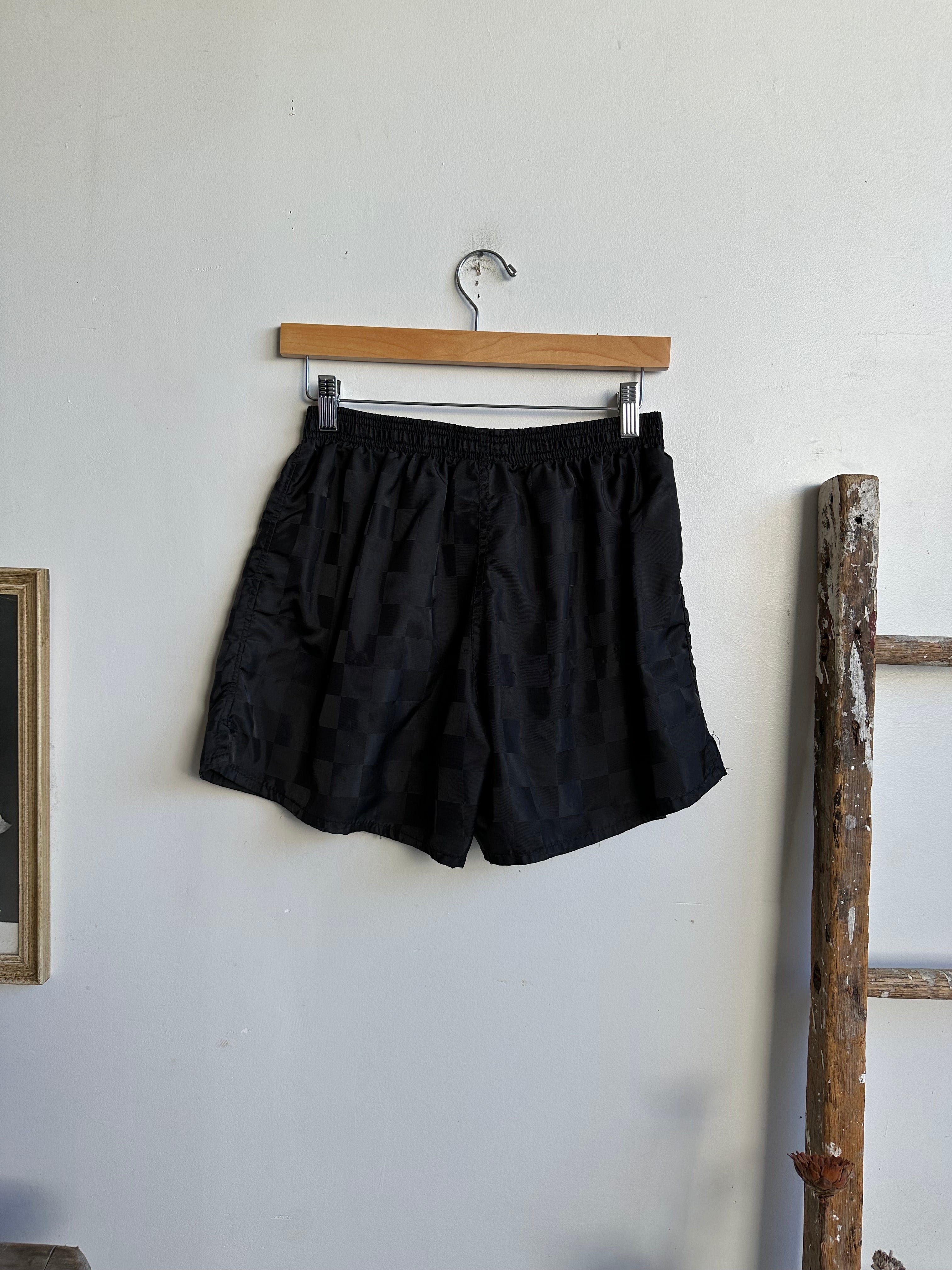 1990s Checkered Athletic Nylon Shorts (S)