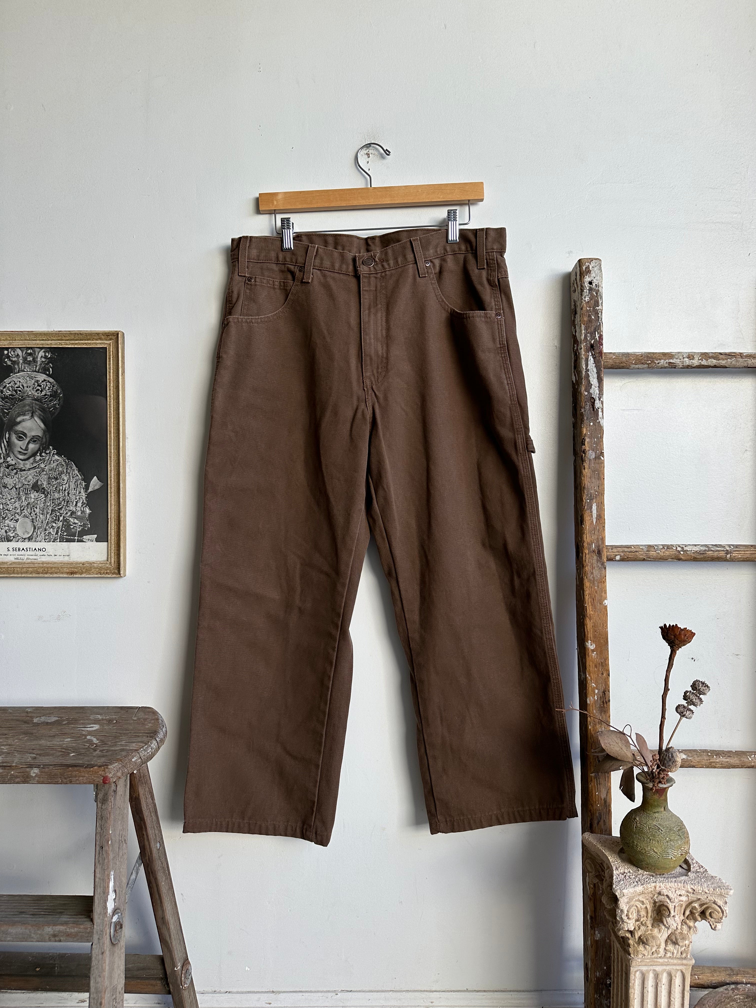 1990s Brown Dickies Cropped Carpenter Pants (36 x 25)