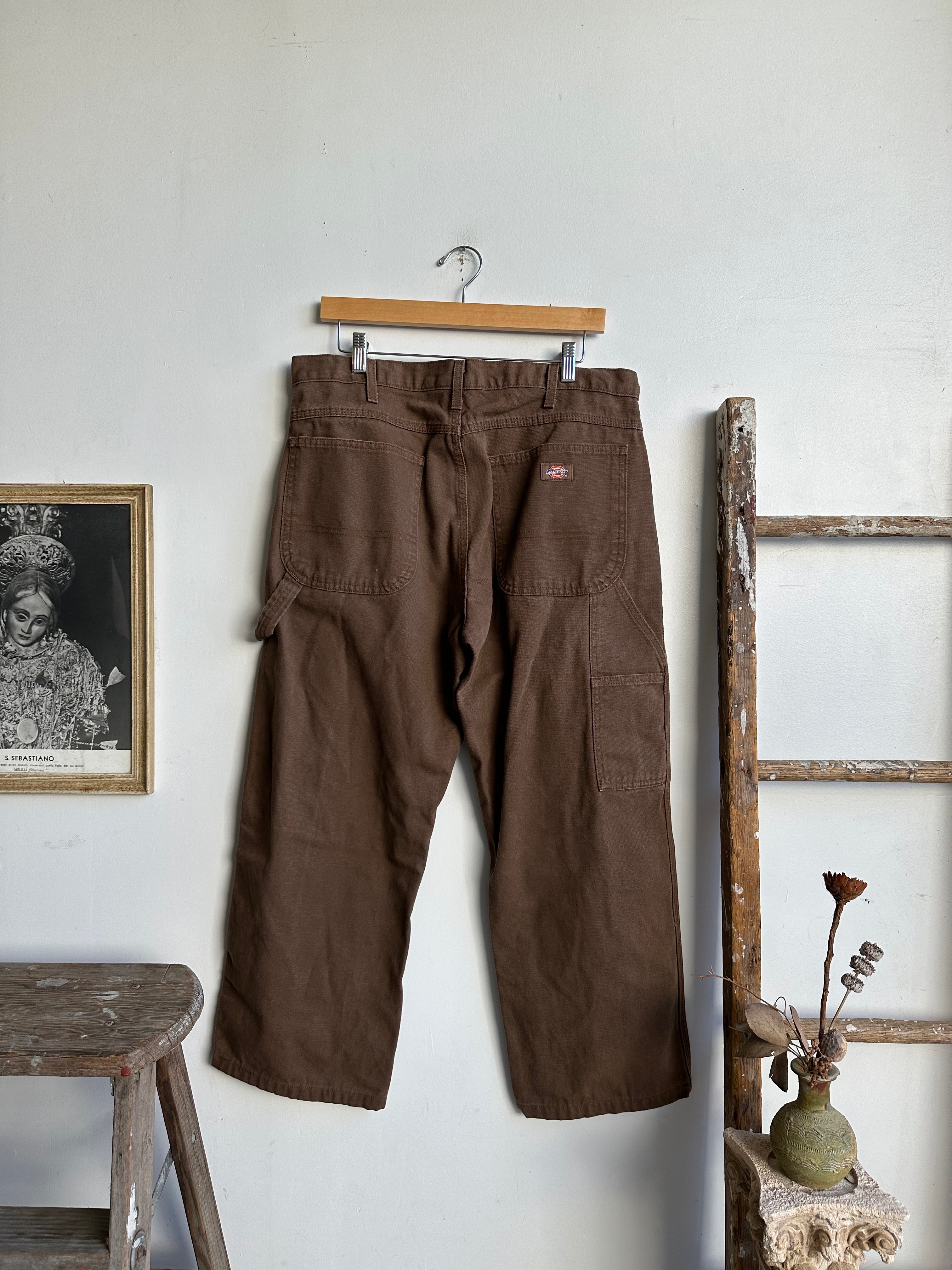 1990s Brown Dickies Cropped Carpenter Pants (36 x 25)