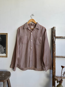 1950s Brown Orlon Seer Sucker Button-Up (XL)